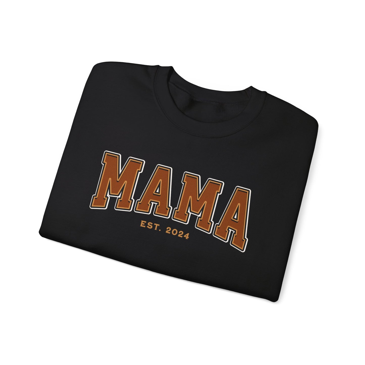 Mama Est 2024 Orange College Letter Sweatshirt