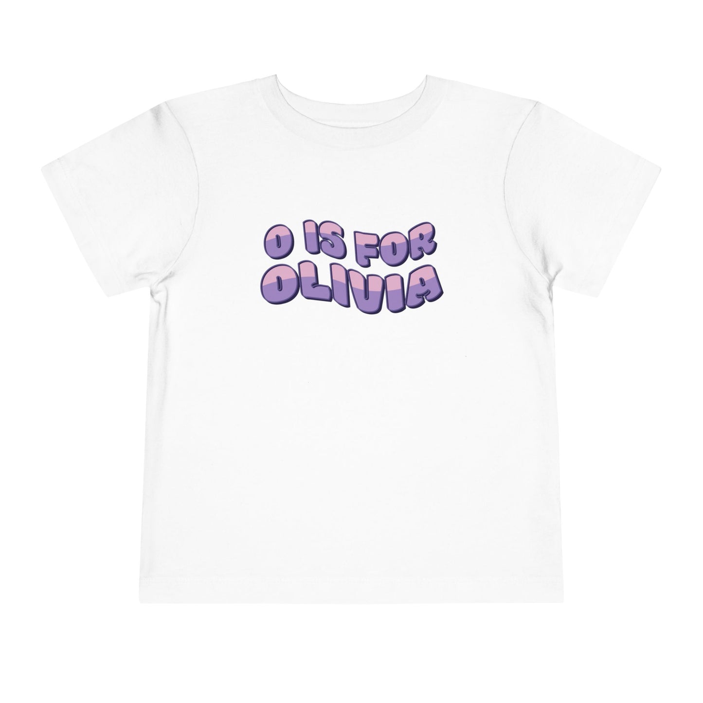 Custom Wavy Letter and Name Purple Pink Toddler Short Sleeve Tee