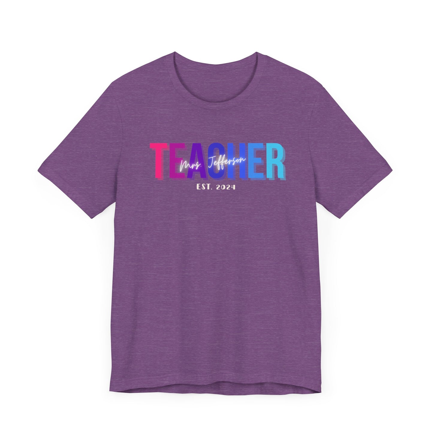 Custom Teacher Bright Block Lettering Short Sleeve Tee