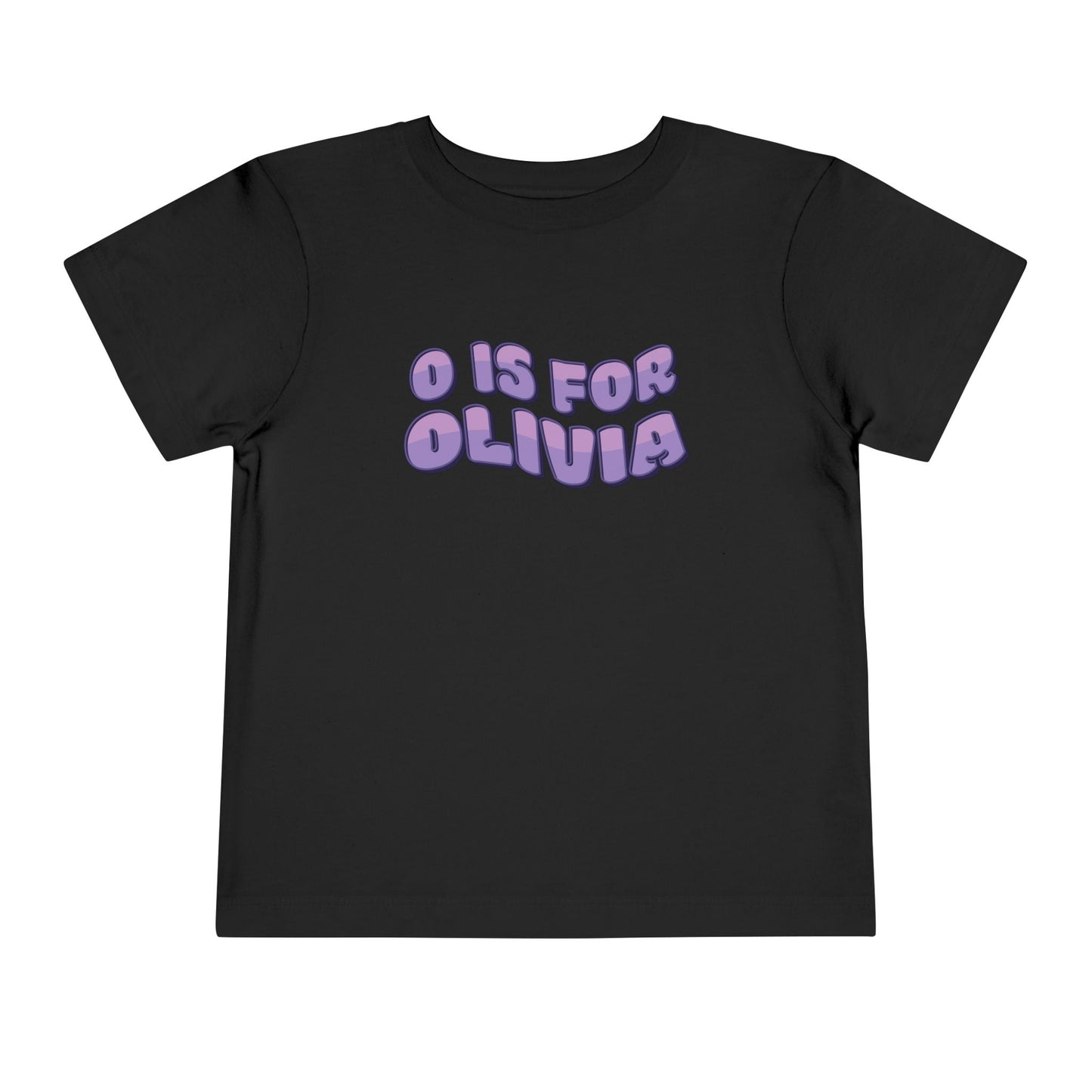 Custom Wavy Letter and Name Purple Toddler Short Sleeve Tee