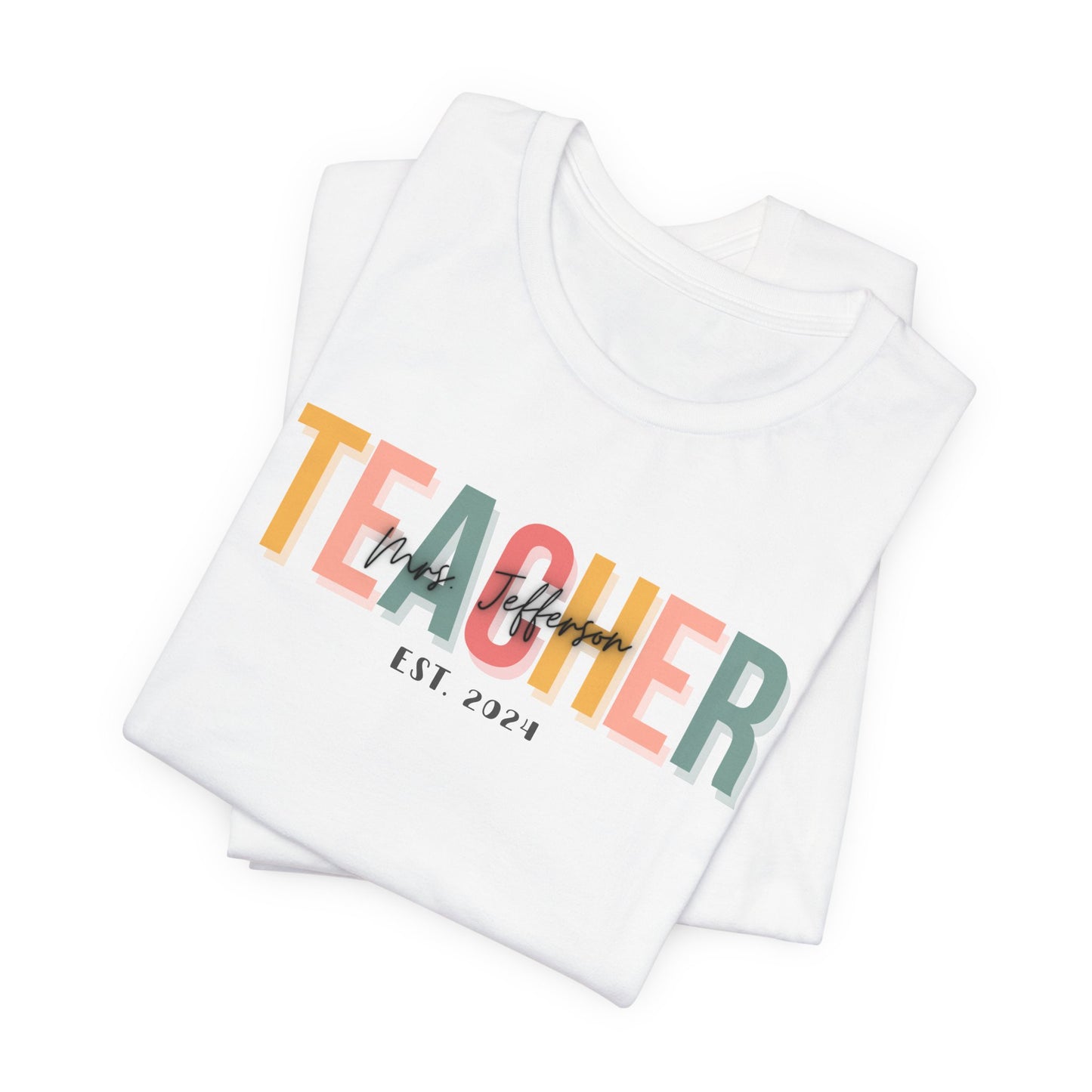 Custom Teacher Boho Block Lettering Short Sleeve Tee