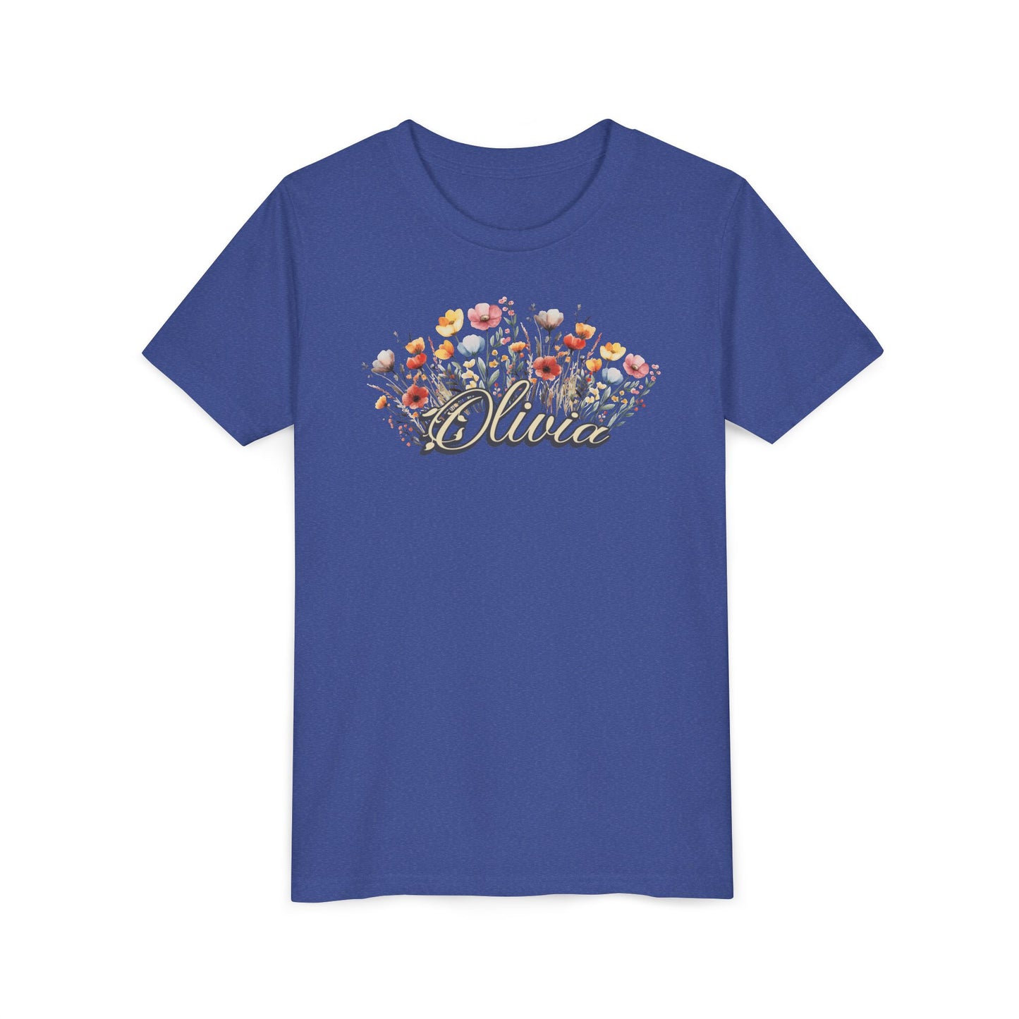 Custom Yellow Name Flower Youth Shirt