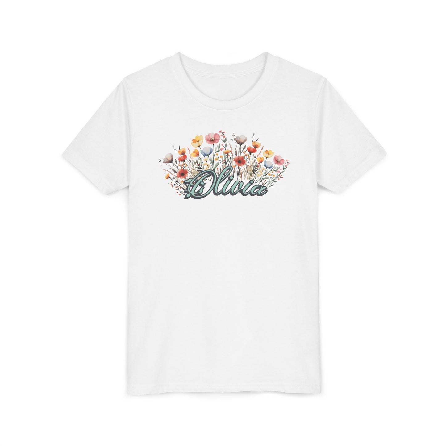 Custom Green Name Flower Youth Shirt