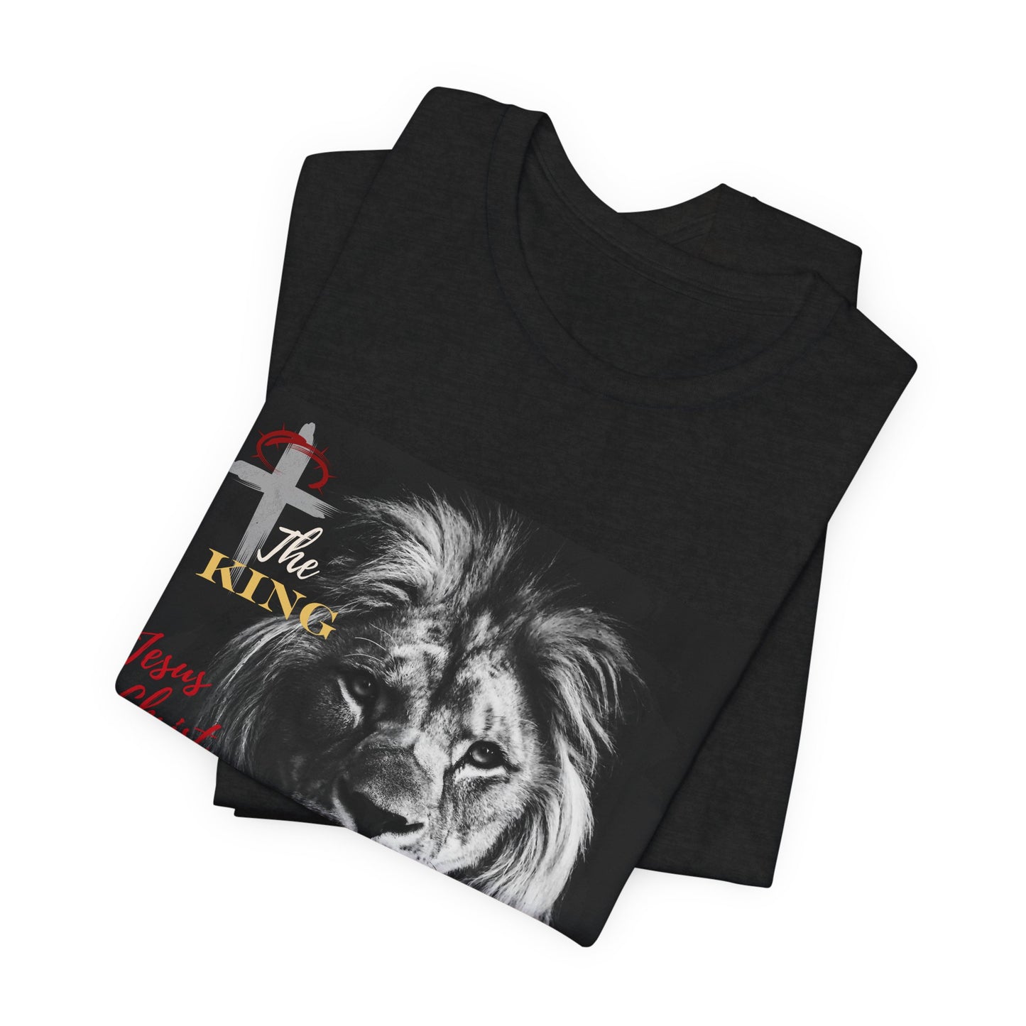 Jesus Christ King Lion of Judah Thorns on Cross Red
