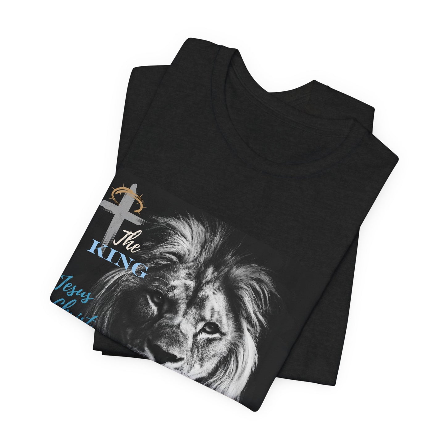 Jesus Christ King Lion of Judah Thorns on Cross Blue