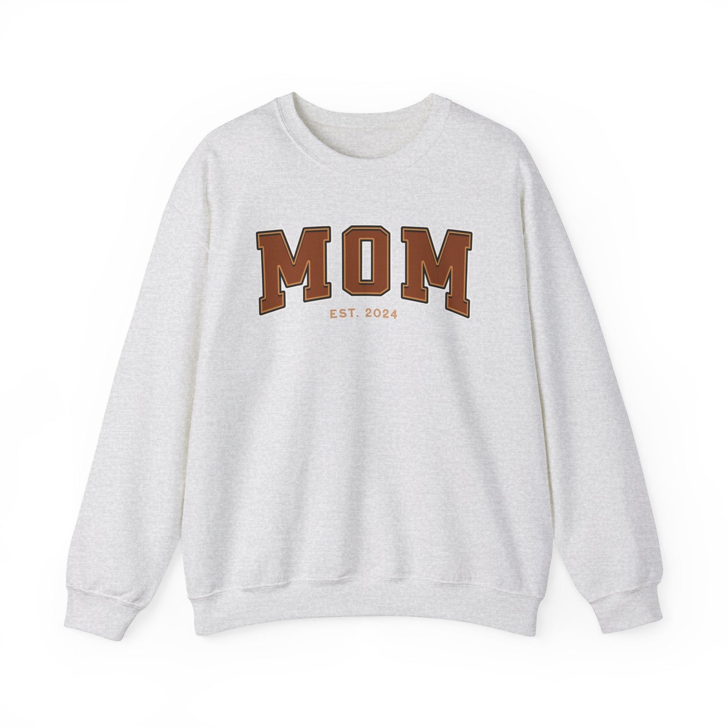 Mom Est 2024 Orange College Letter Sweatshirt