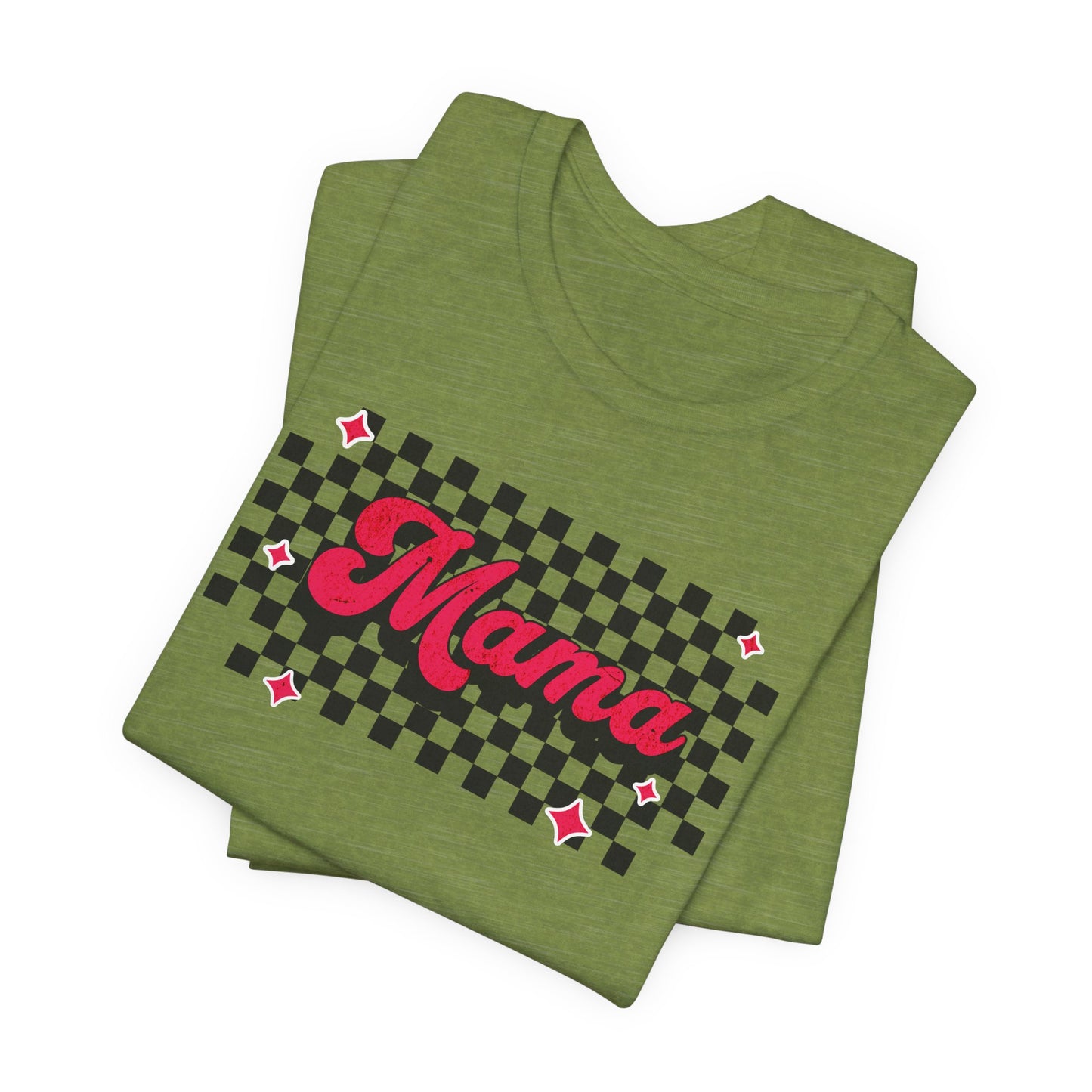 Pink Checkered Mama Short Sleeve Tee