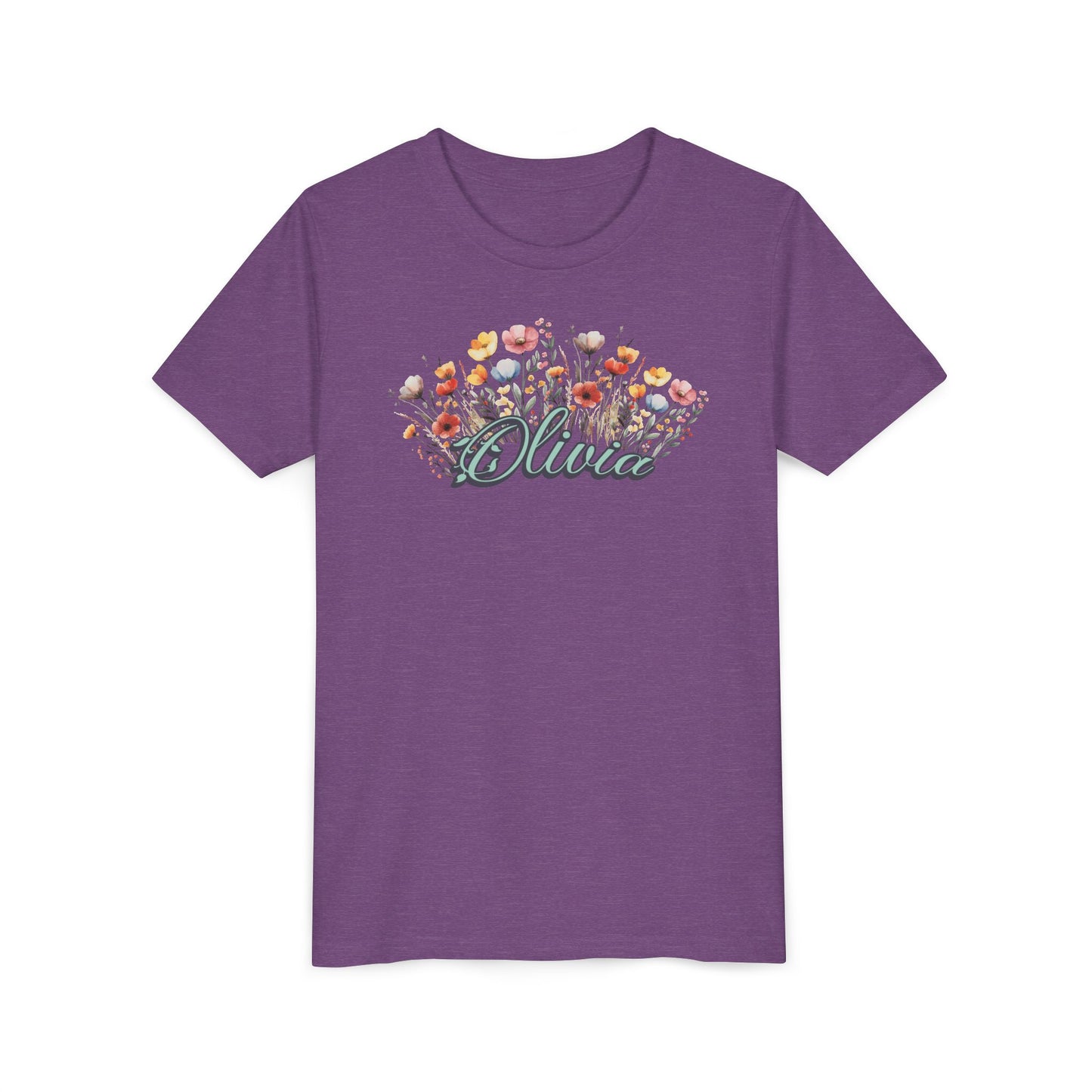 Custom Green Name Flower Youth Shirt