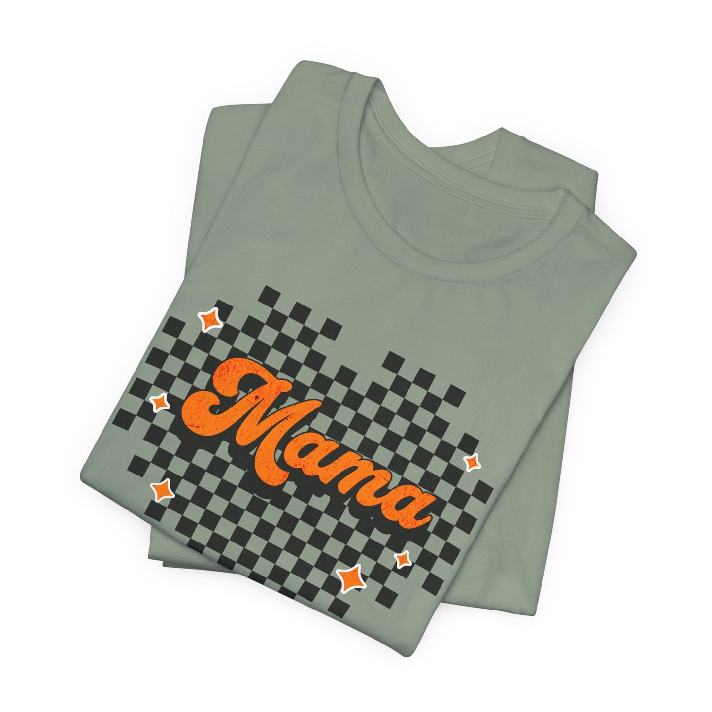 Orange Heart Checkered Mama Short Sleeve Tee