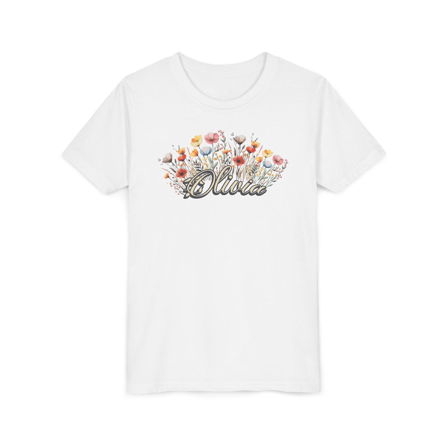 Custom Yellow Name Flower Youth Shirt