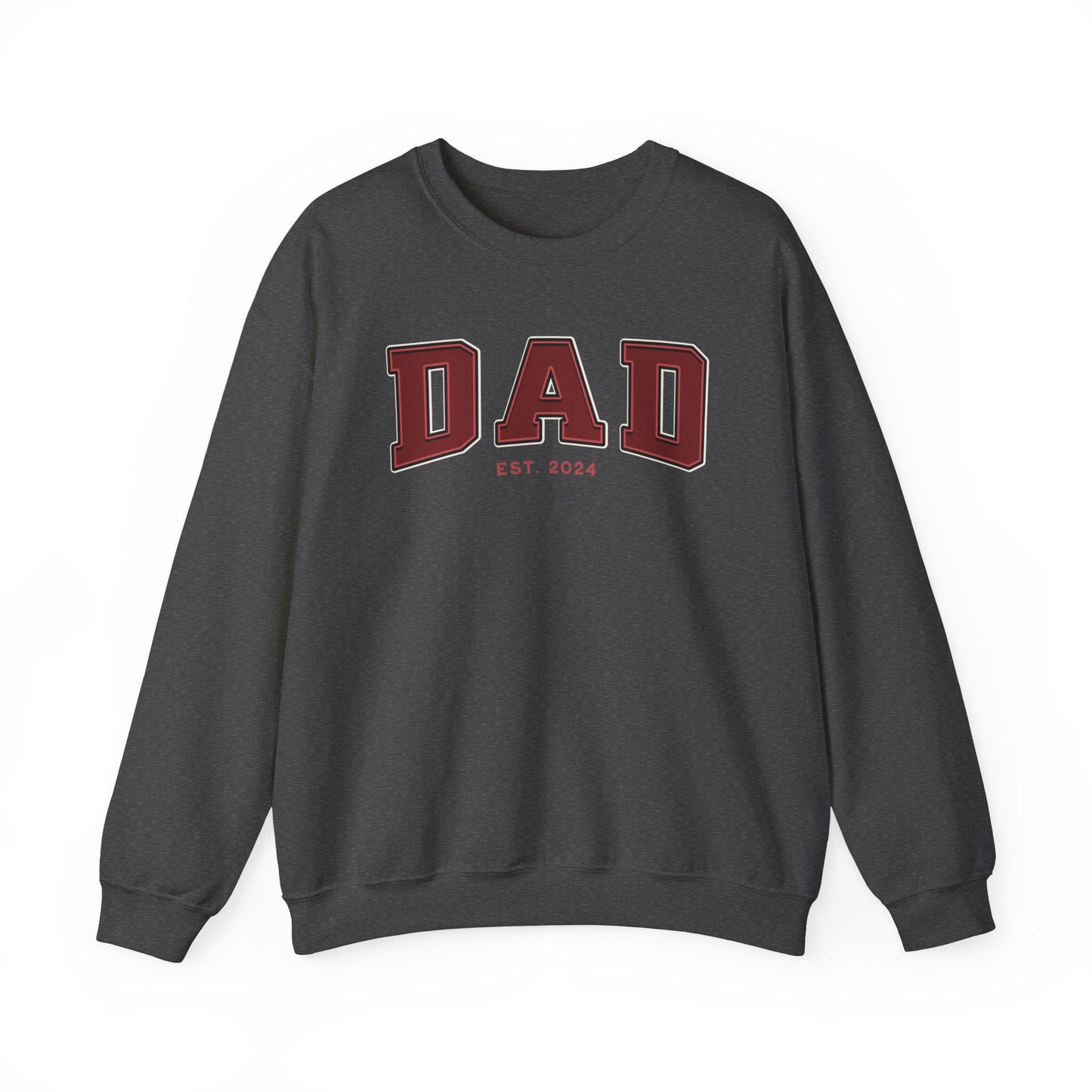 Dad Est 2024 Red College Letter Sweatshirt