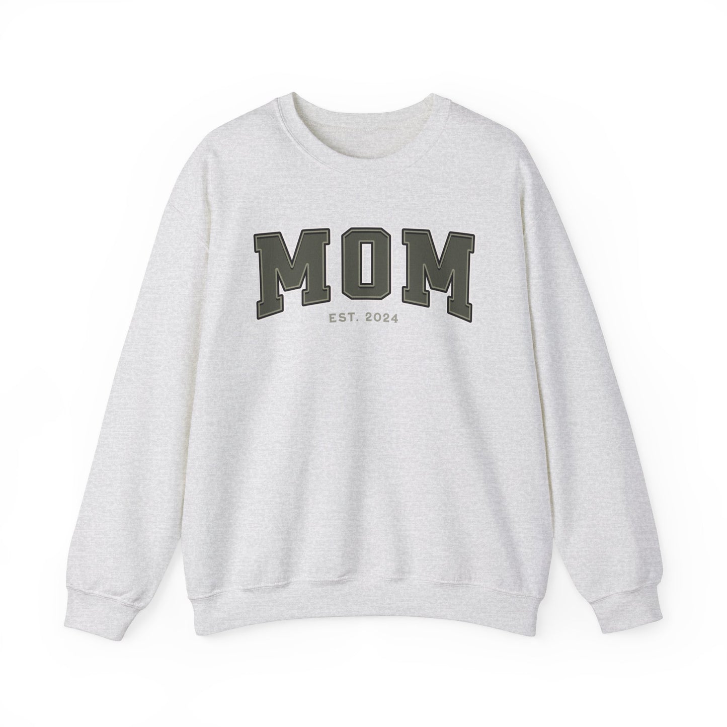 Mom Est 2024 Army Green College Letter Sweatshirt