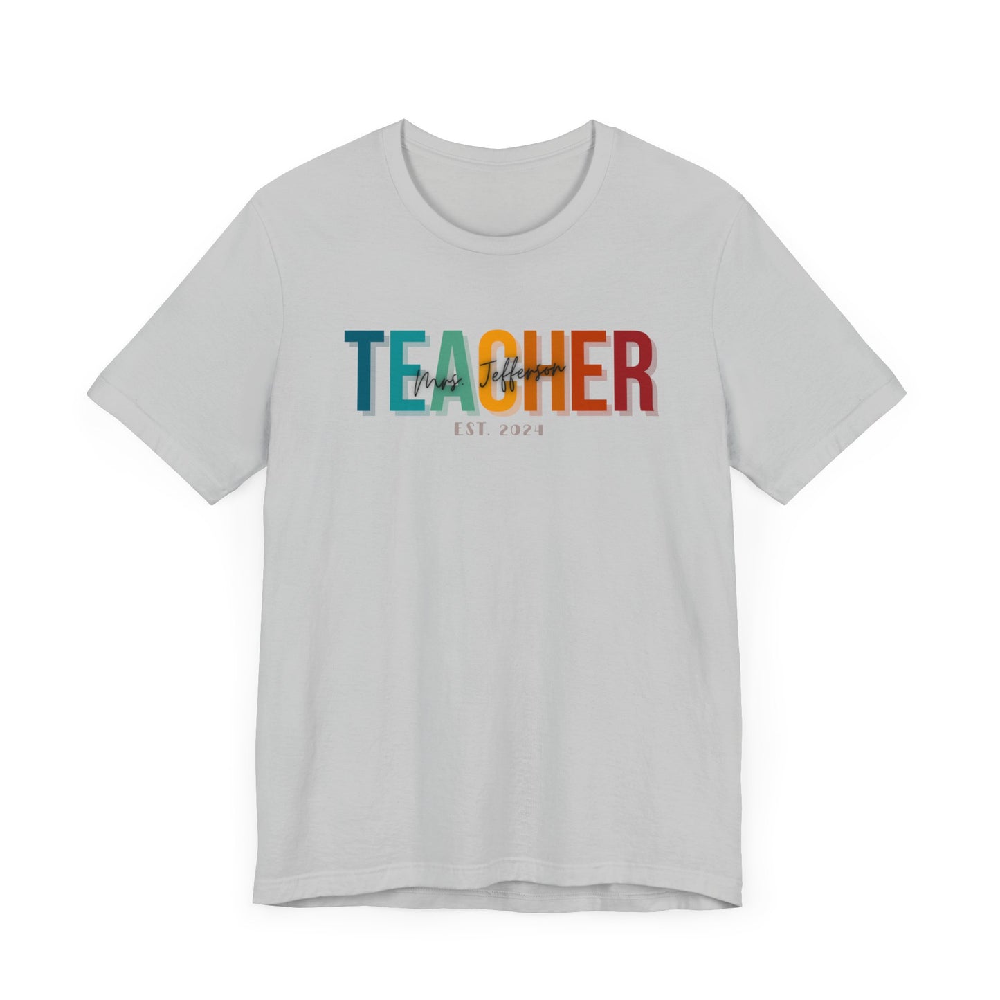 Custom Teacher Block Lettering Short Sleeve Tee