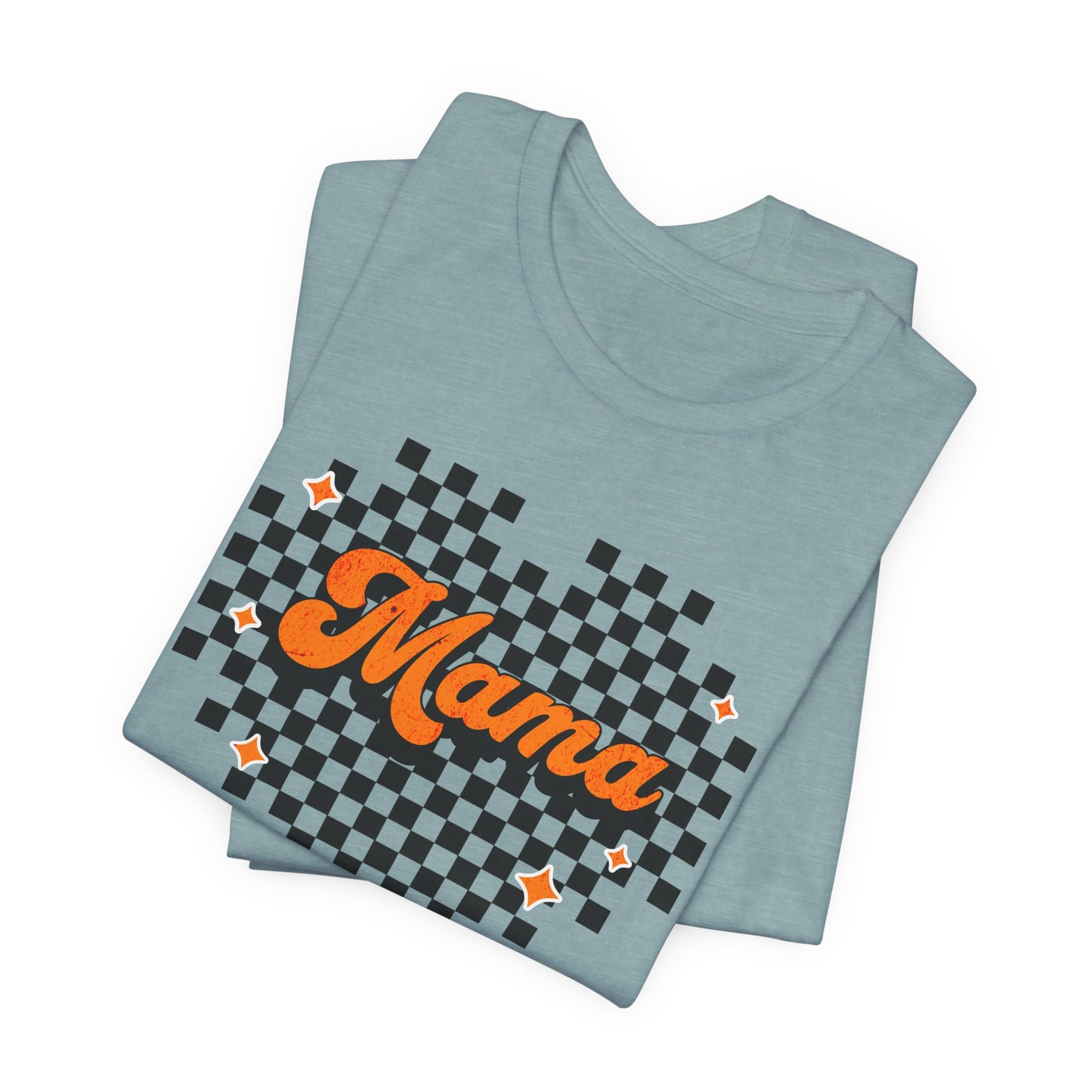 Orange Heart Checkered Mama Short Sleeve Tee