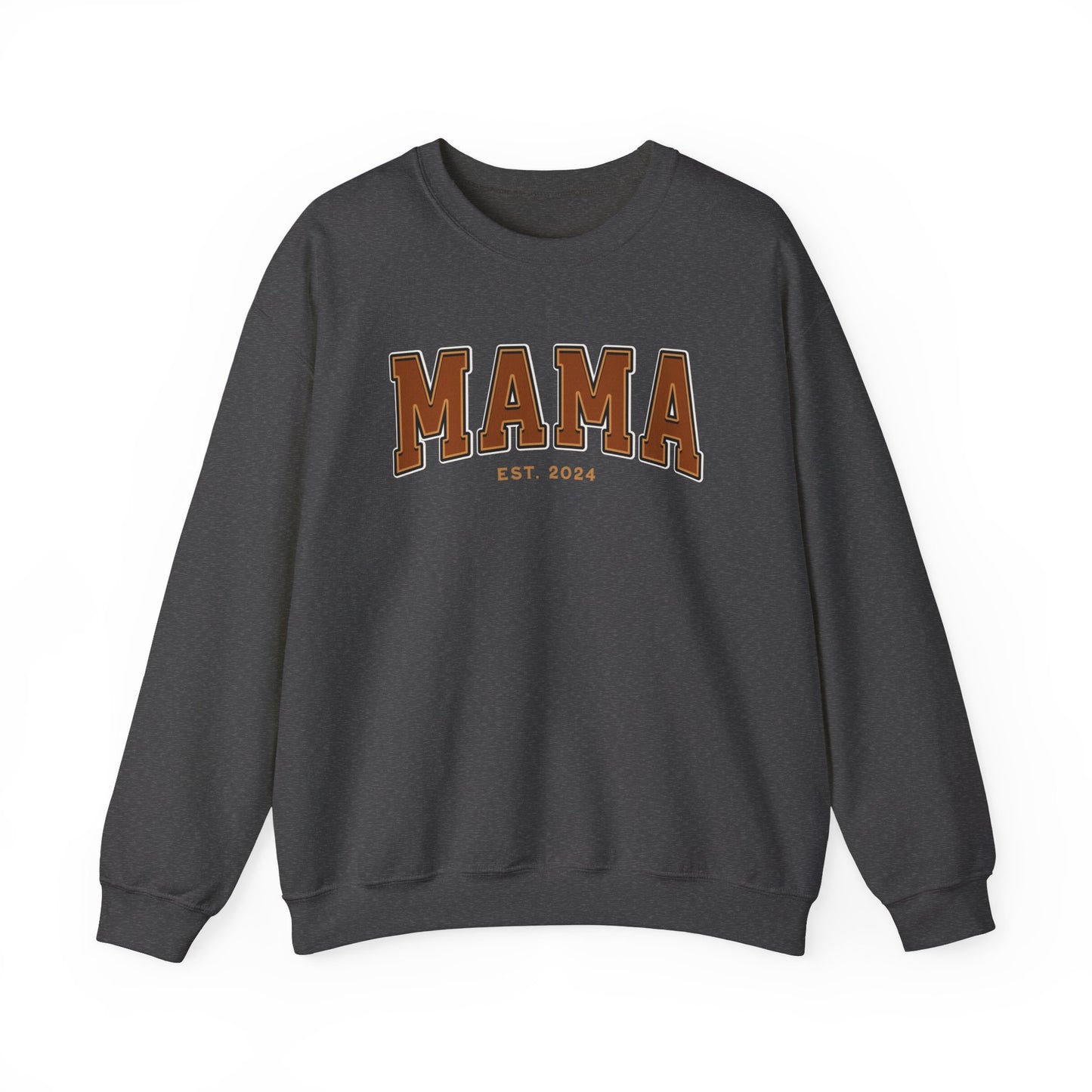 Mama Est 2024 Orange College Letter Sweatshirt