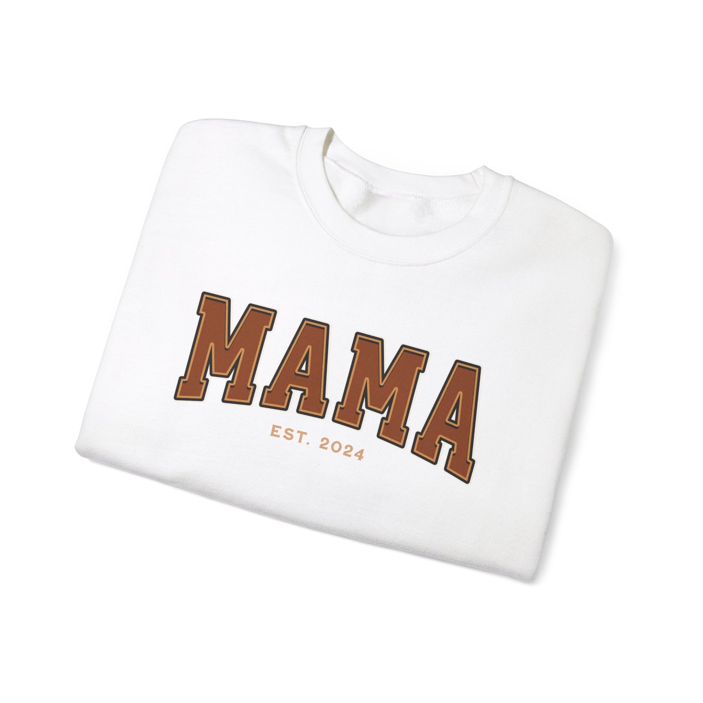 Mama Est 2024 Orange College Letter Sweatshirt