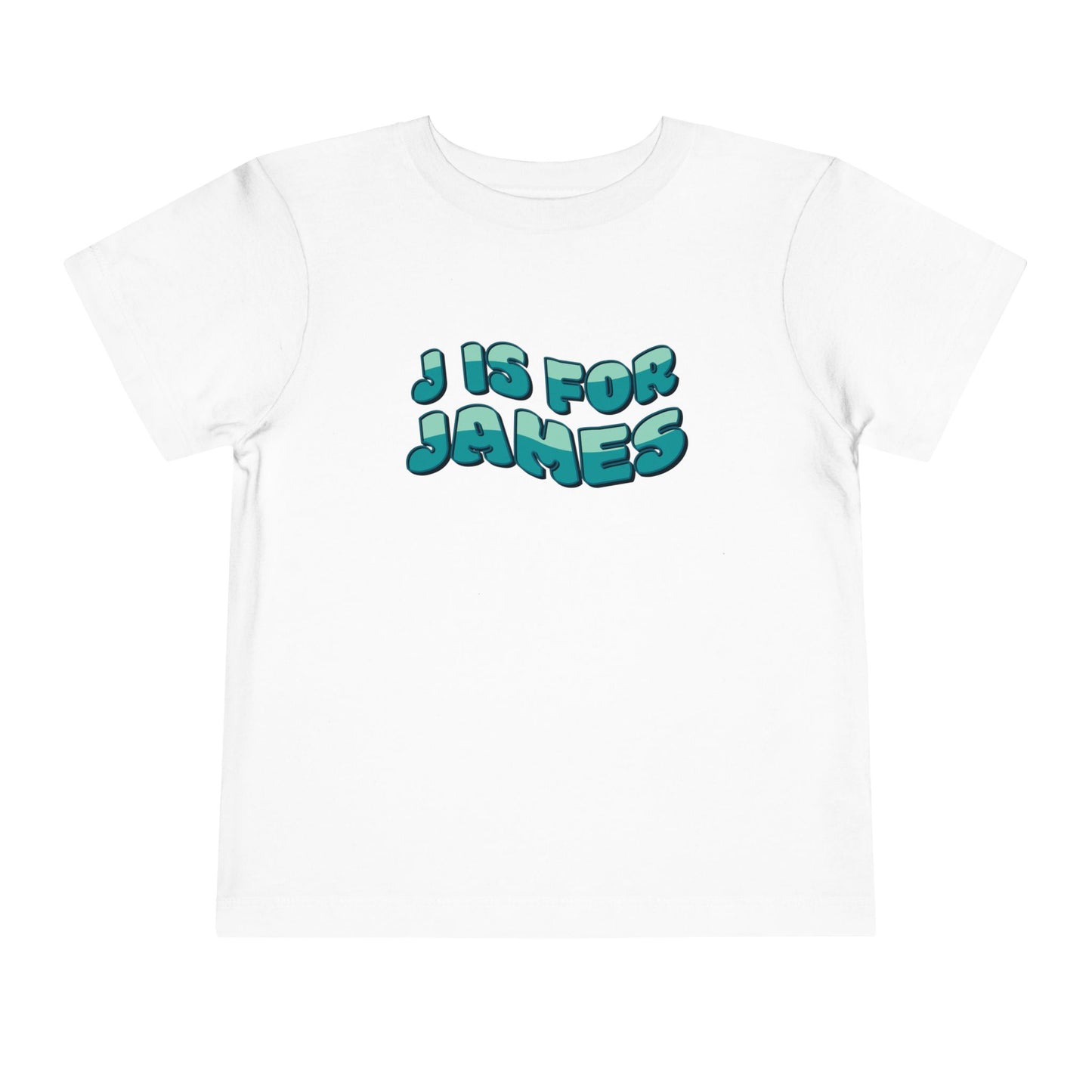 Custom Wavy Letter and Name Green Toddler Short Sleeve Tee
