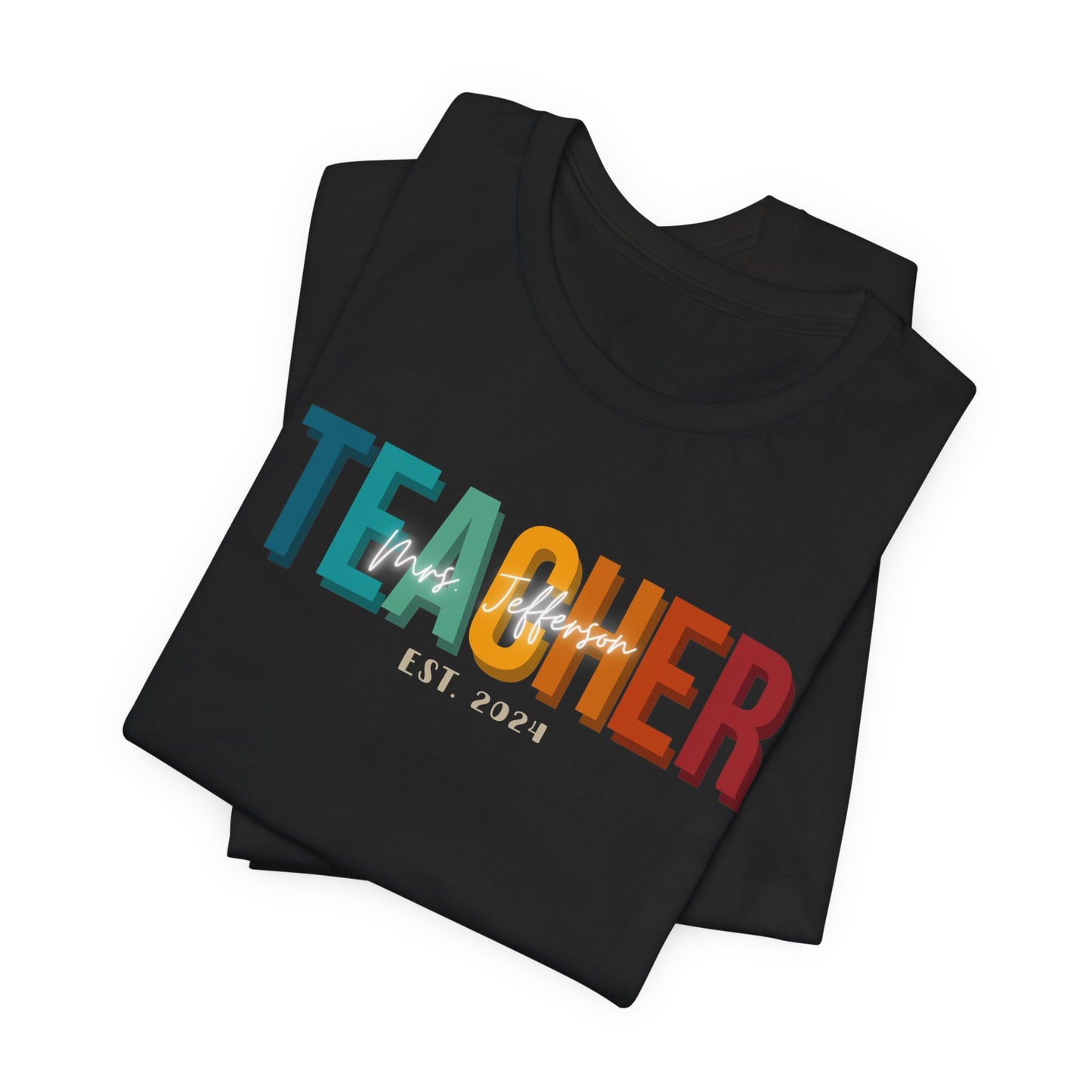 Custom Teacher Block Lettering Short Sleeve Tee