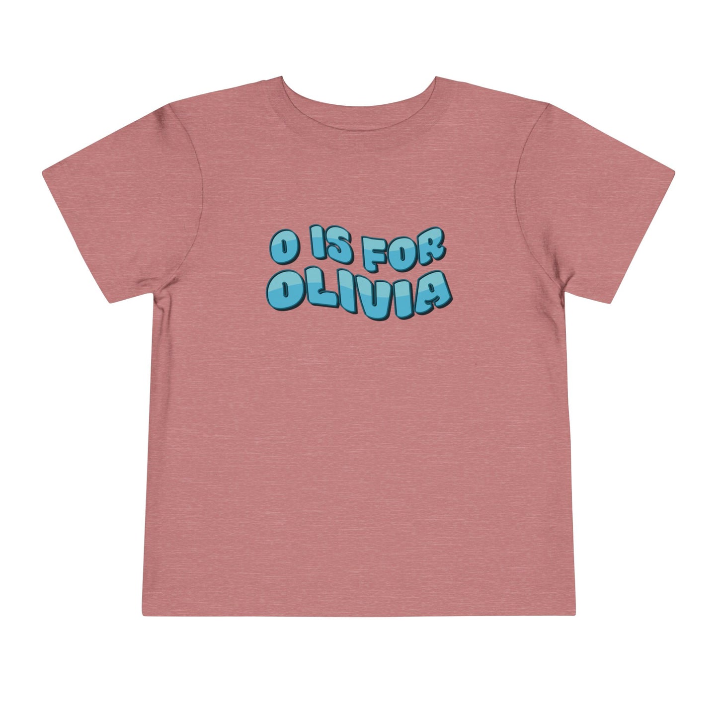 Custom Wavy Letter and Name Blue Toddler Short Sleeve Tee