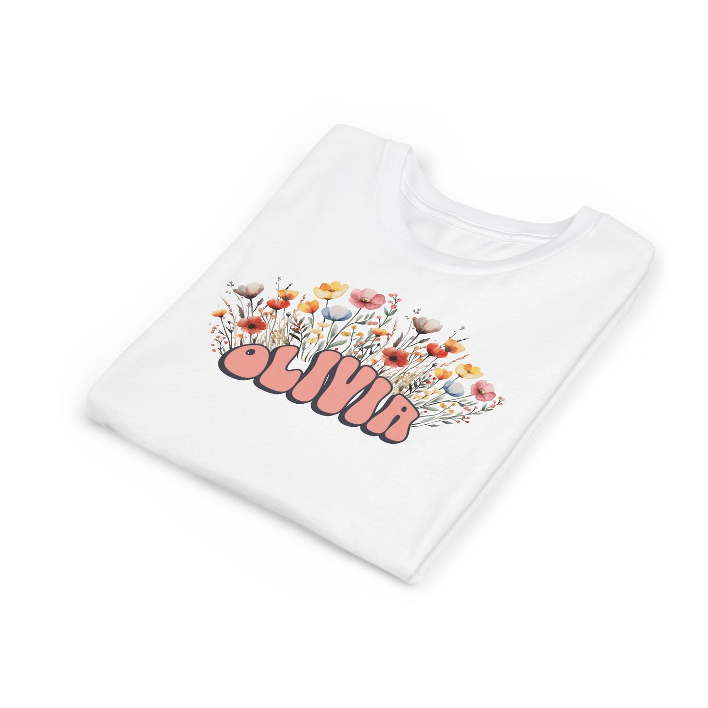 Custom Pink Retro Name Flower Youth Shirt