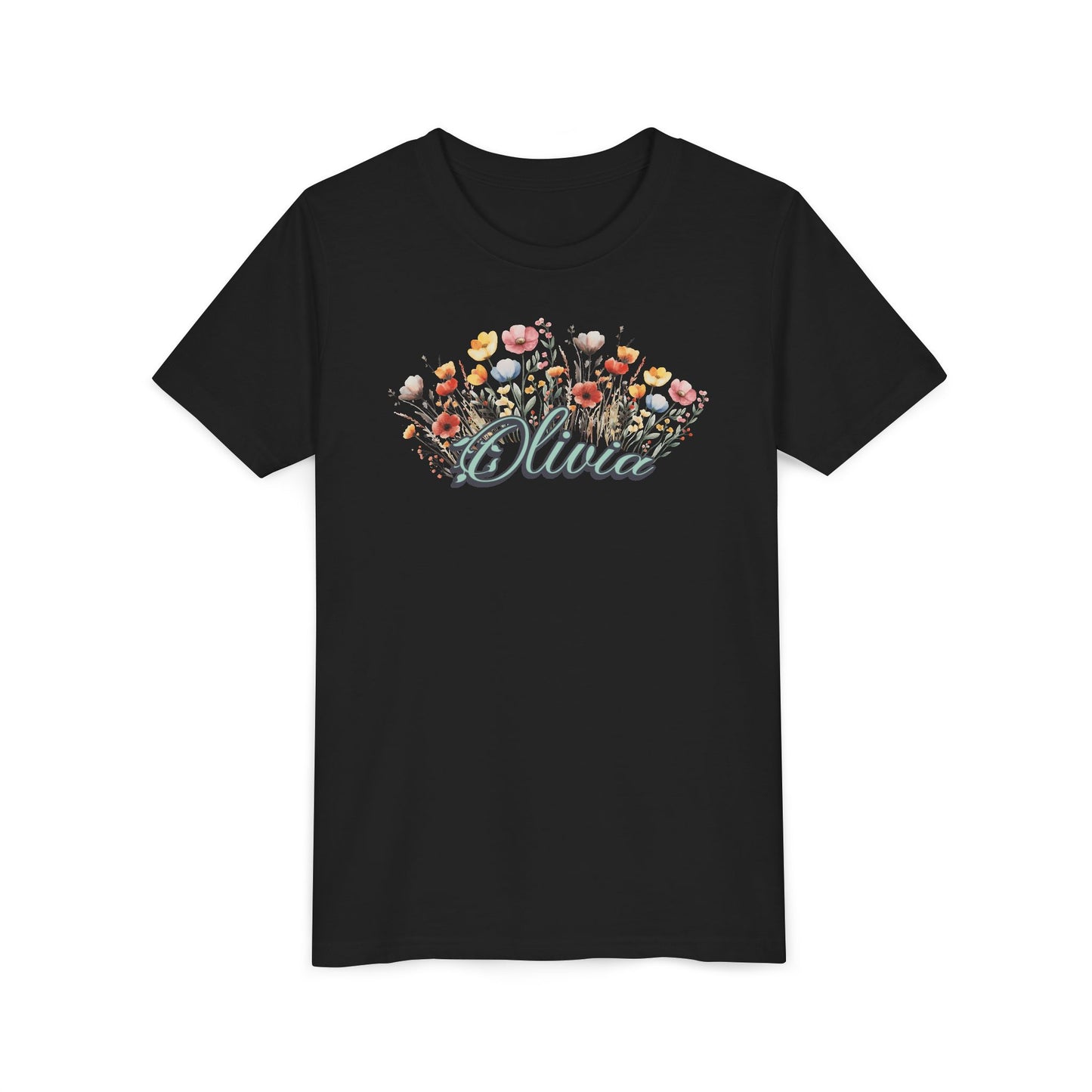 Custom Green Name Flower Youth Shirt