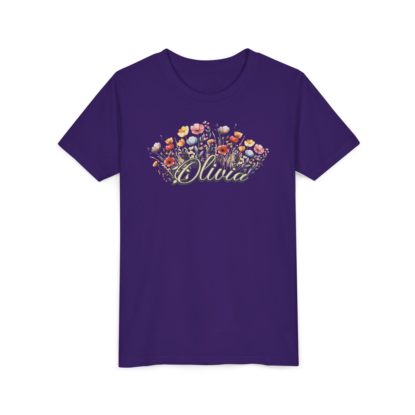 Custom Yellow Name Flower Youth Shirt