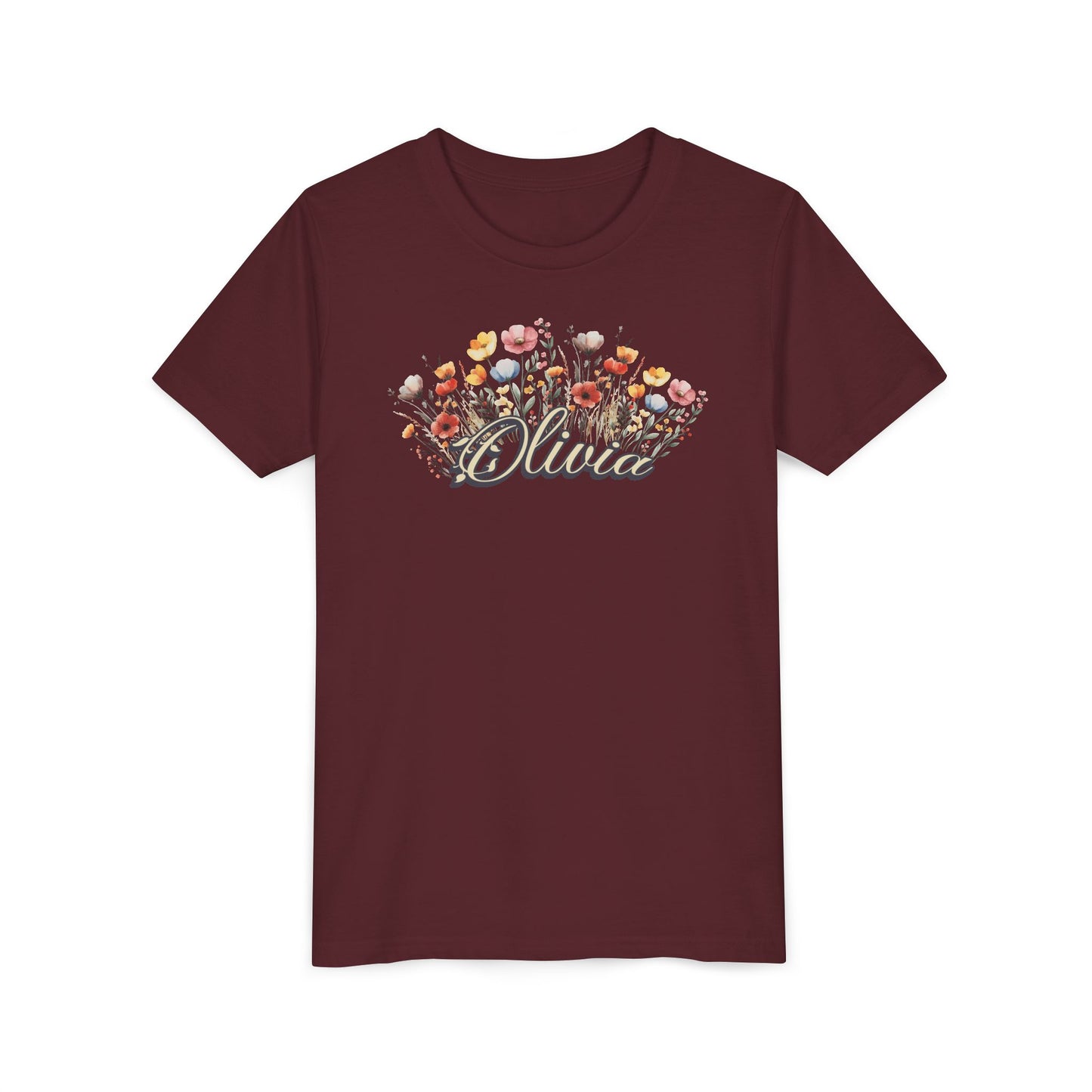 Custom Yellow Name Flower Youth Shirt