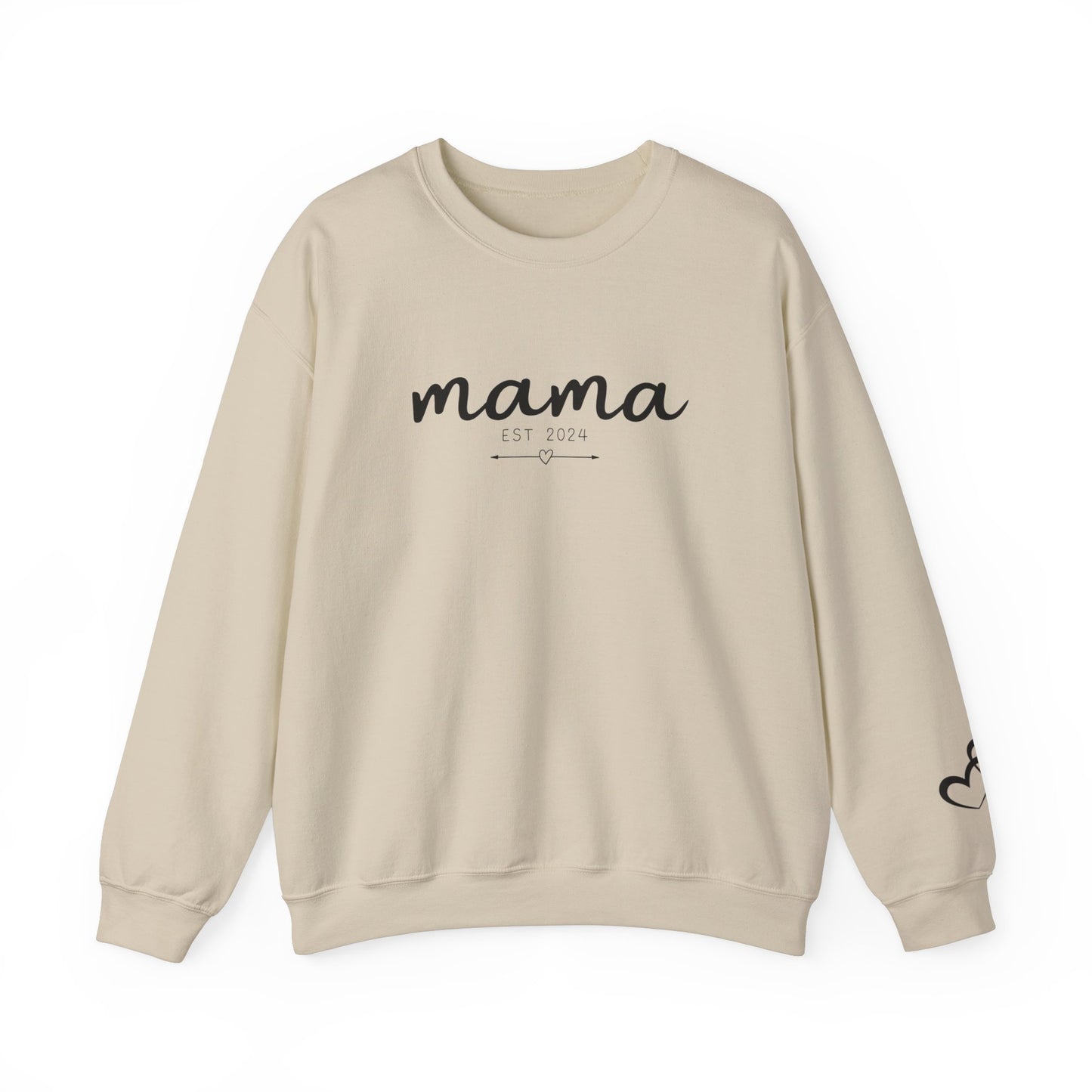 Custom Mama Est 2024 Heart Arrow Sleeve Sweatshirt
