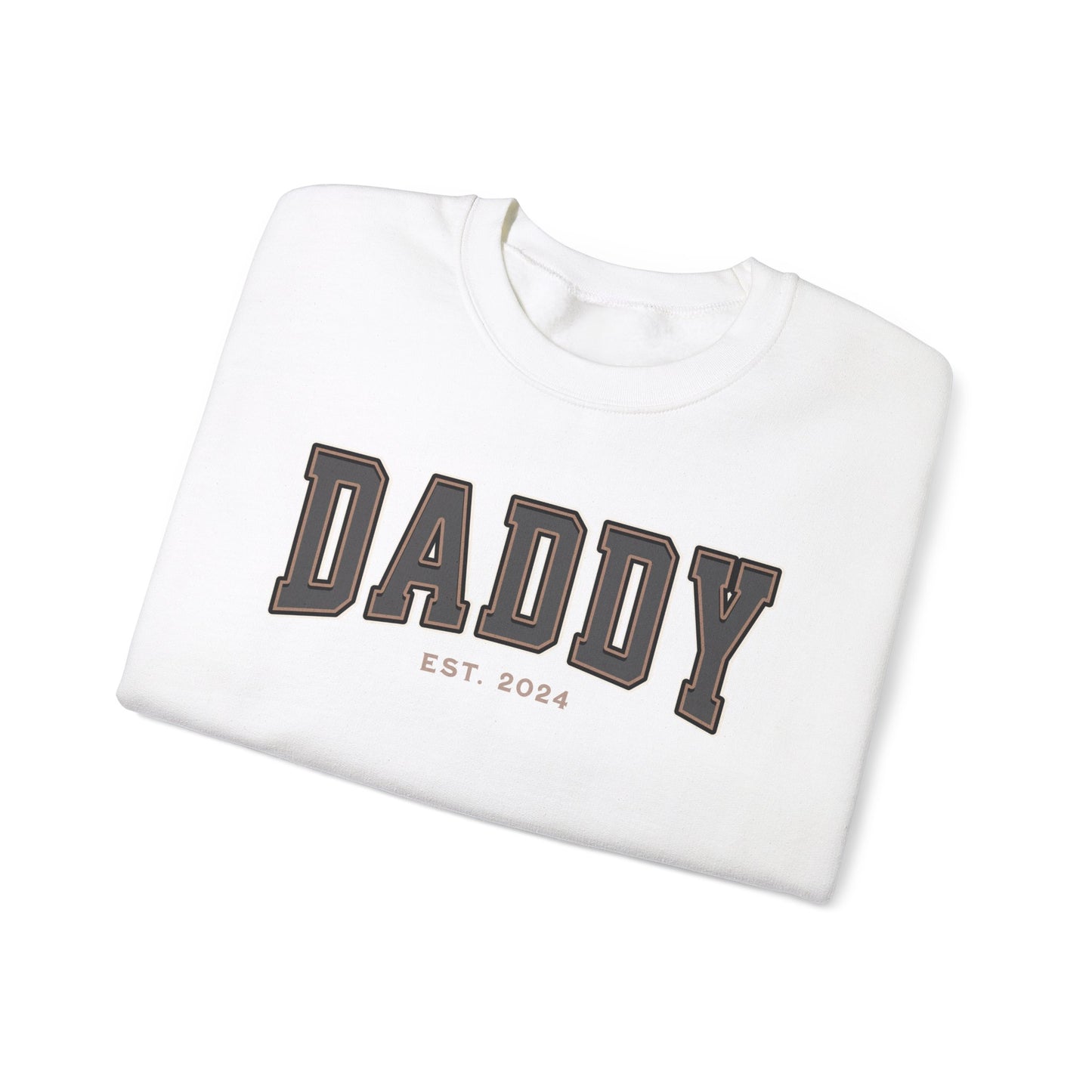 Daddy Est 2024 Grey Tan College Letter Sweatshirt