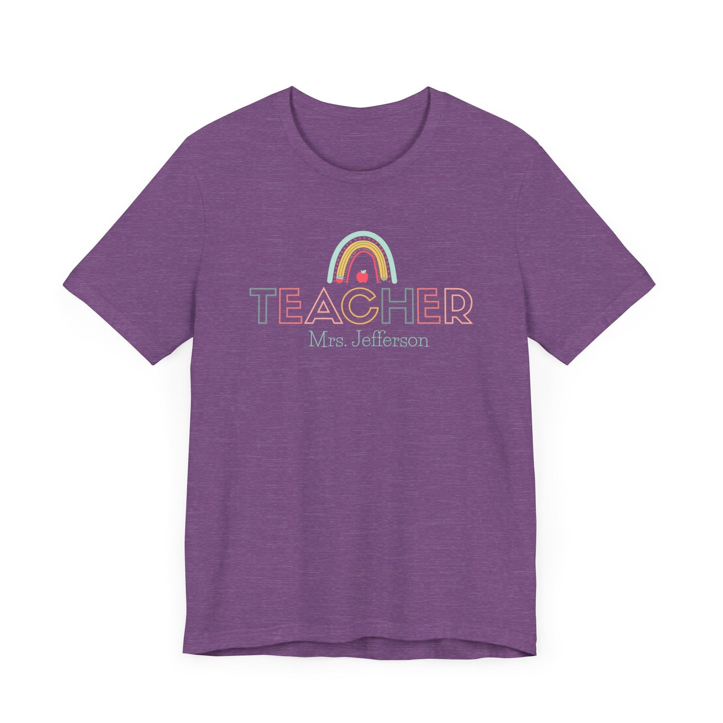 Custom Teacher Outline Lettering Arch Short Sleeve Tee