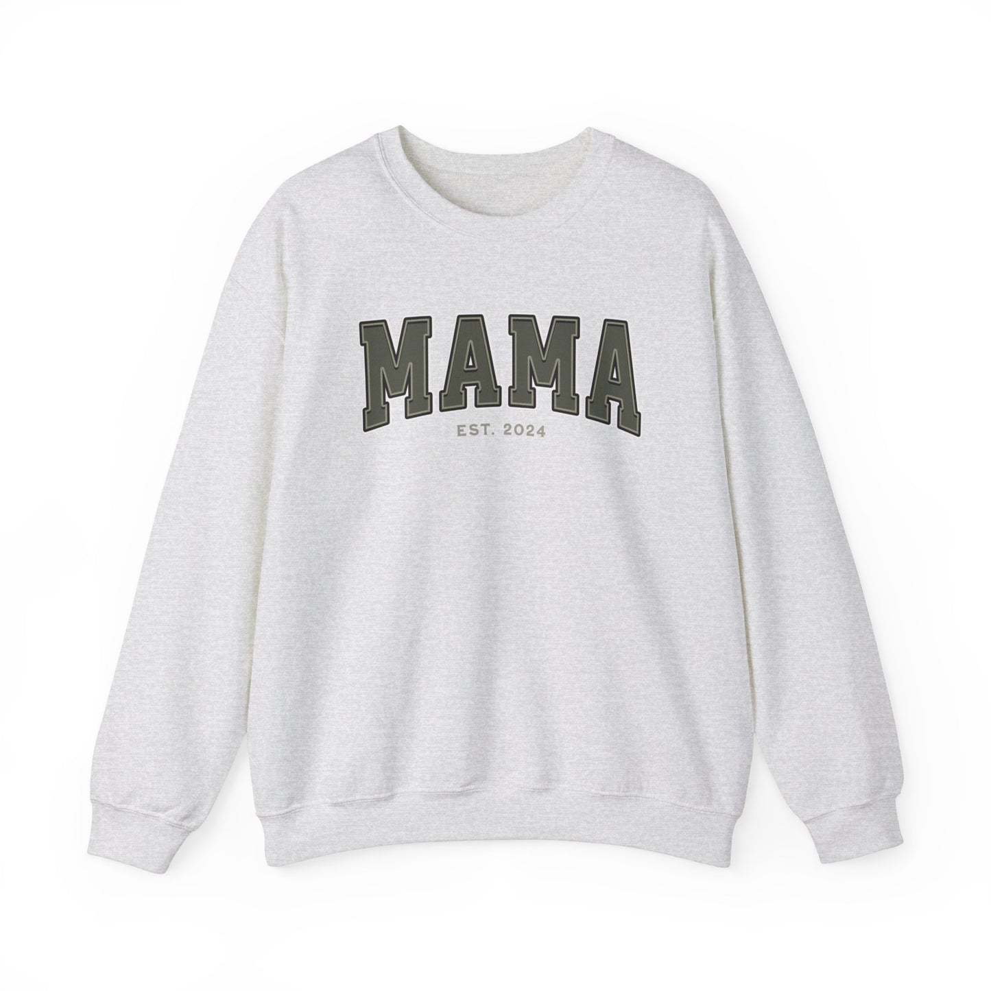 Mama Est 2024 Army Green College Letter Sweatshirt