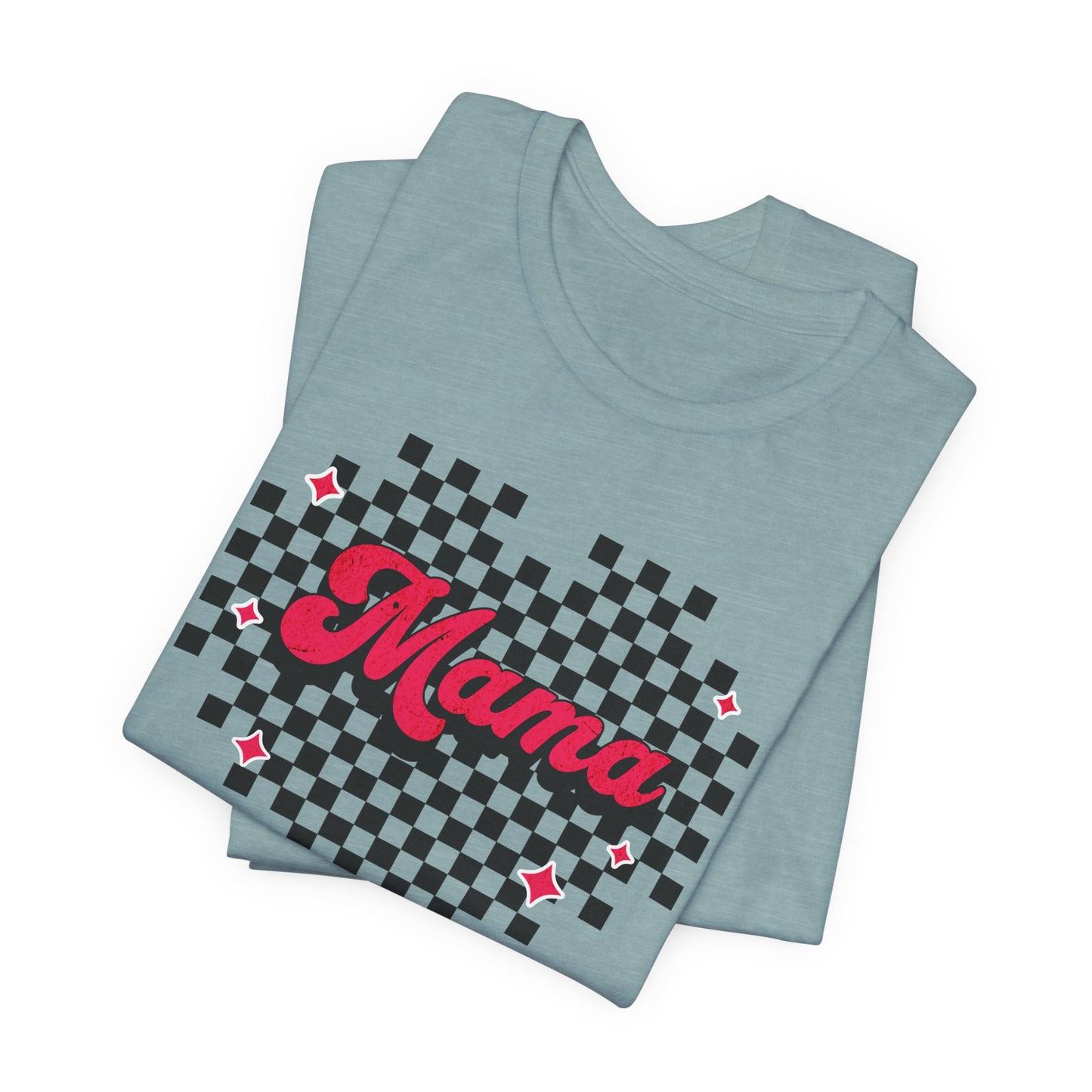 Pink Heart Checkered Mama Short Sleeve Tee