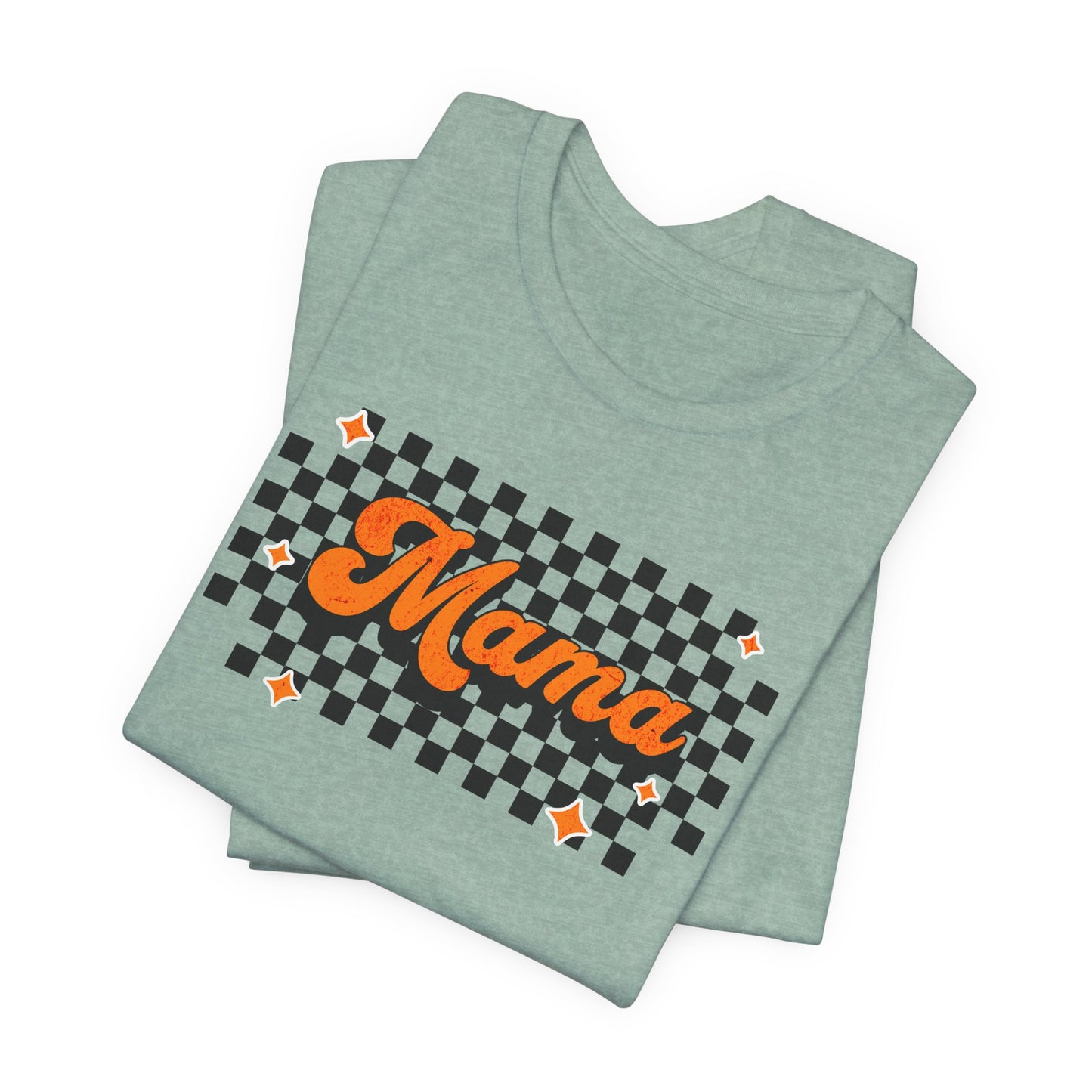 Orange Checkered Mama Short Sleeve Tee