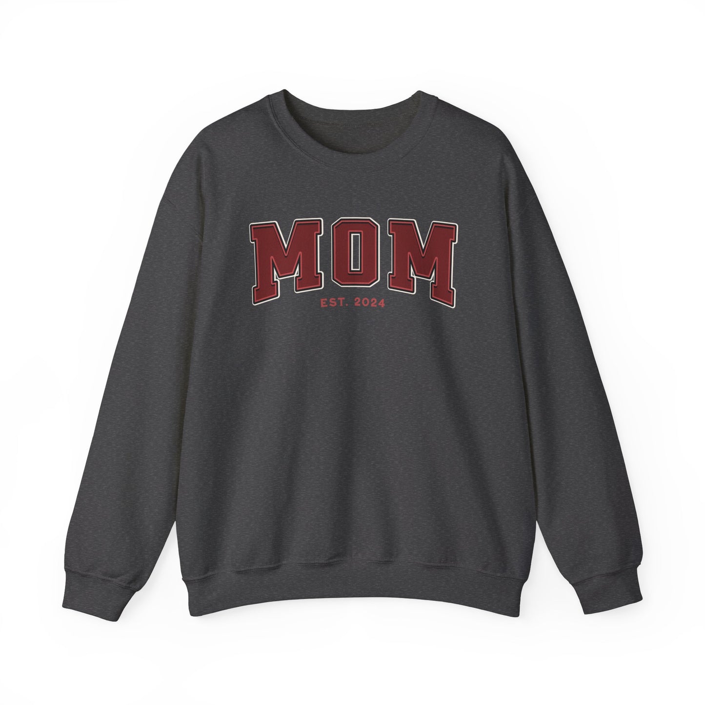 Mom Est 2024 Red College Letter Sweatshirt