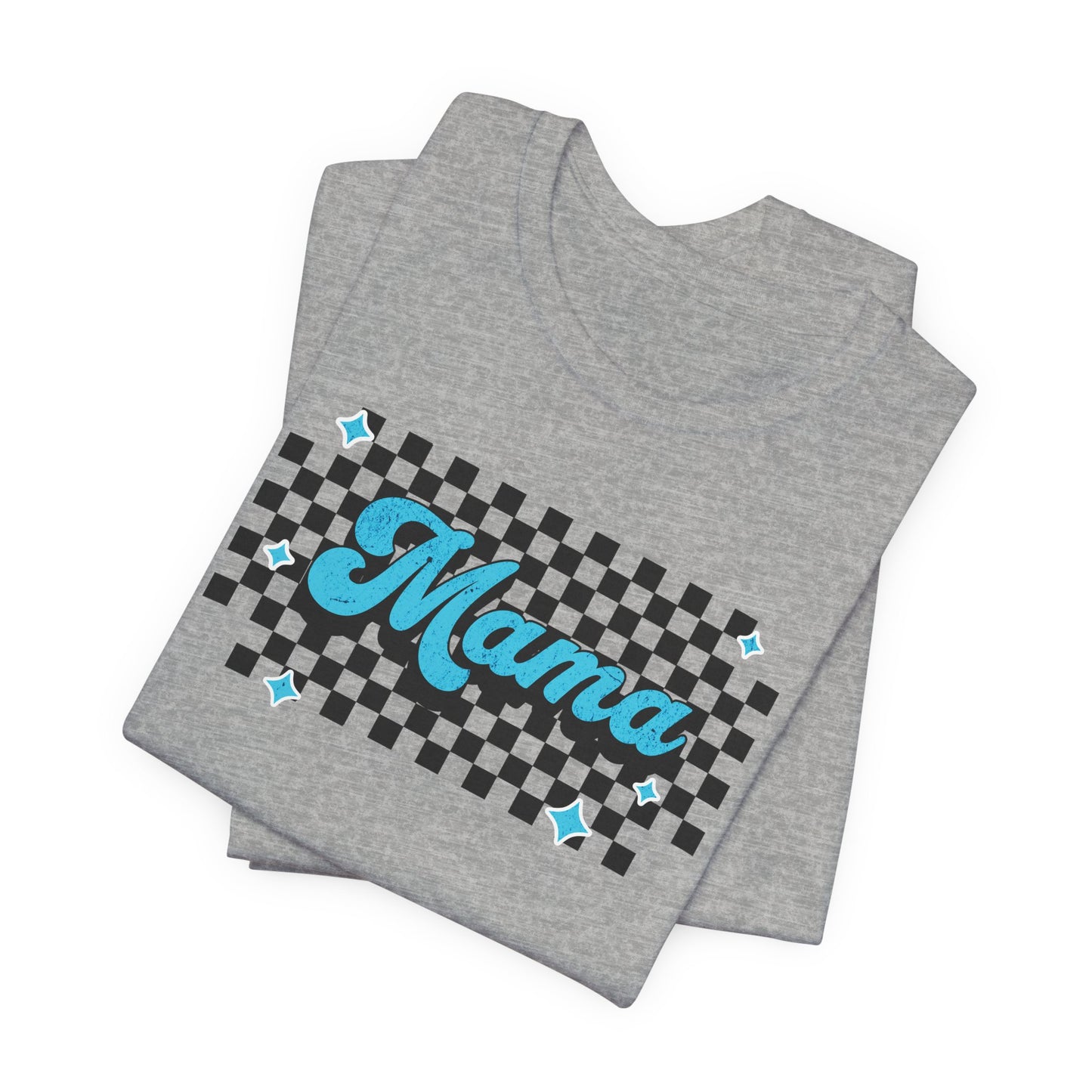 Blue Checkered Mama Short Sleeve Tee