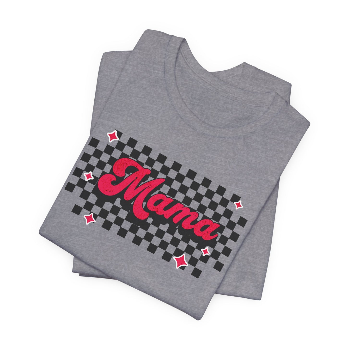 Pink Checkered Mama Short Sleeve Tee