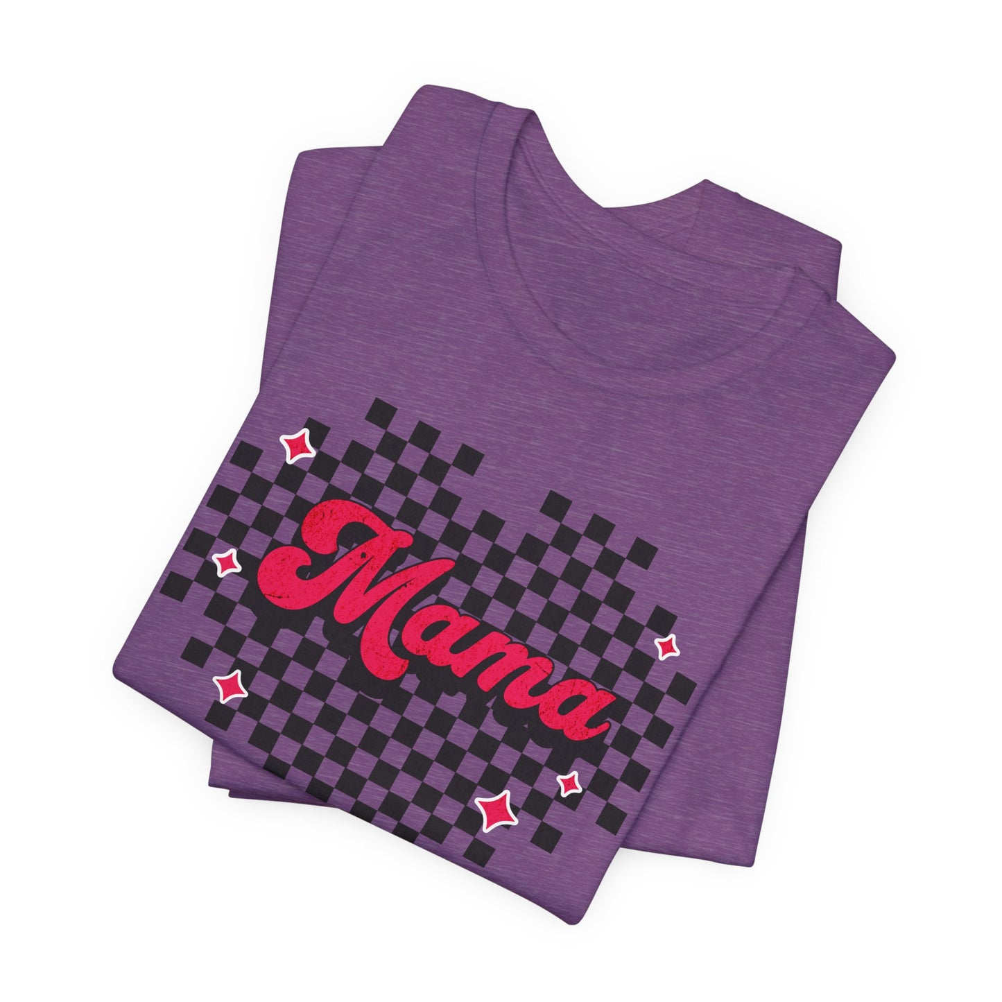 Pink Heart Checkered Mama Short Sleeve Tee