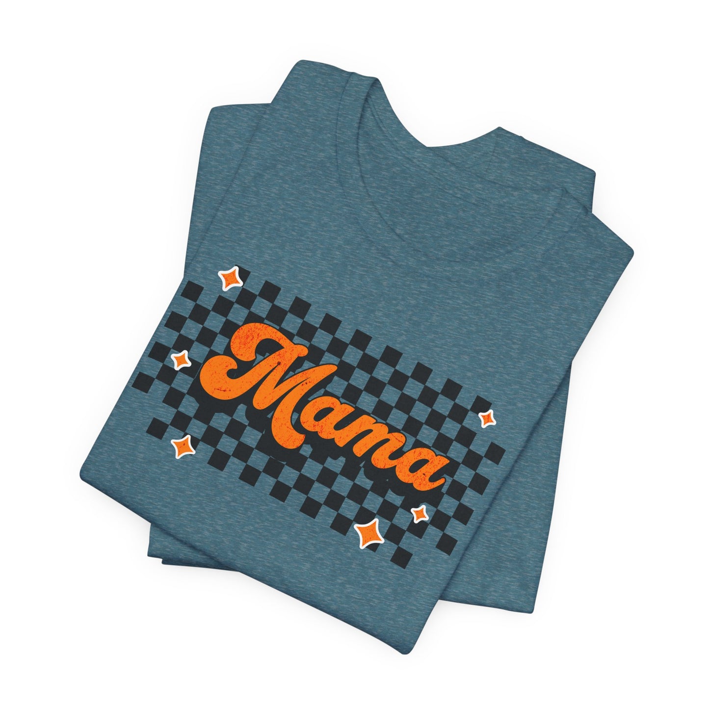 Orange Checkered Mama Short Sleeve Tee