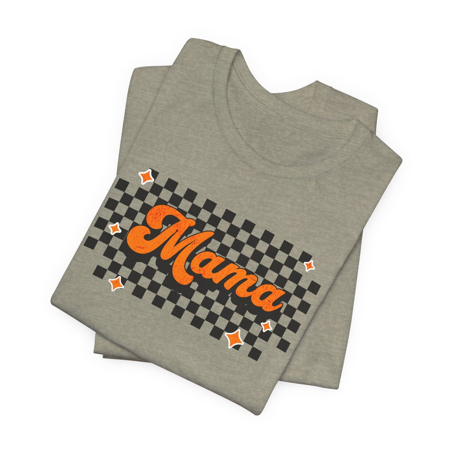 Orange Checkered Mama Short Sleeve Tee