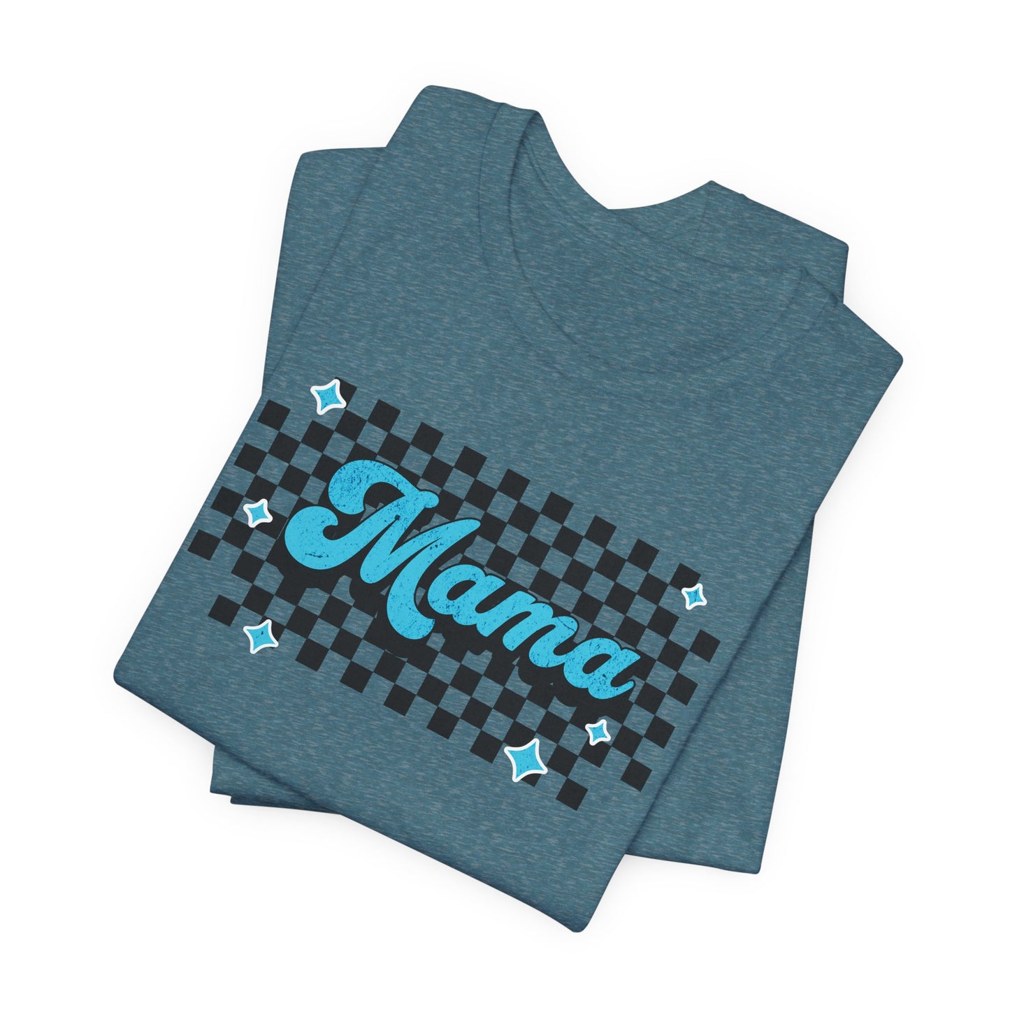 Blue Checkered Mama Short Sleeve Tee