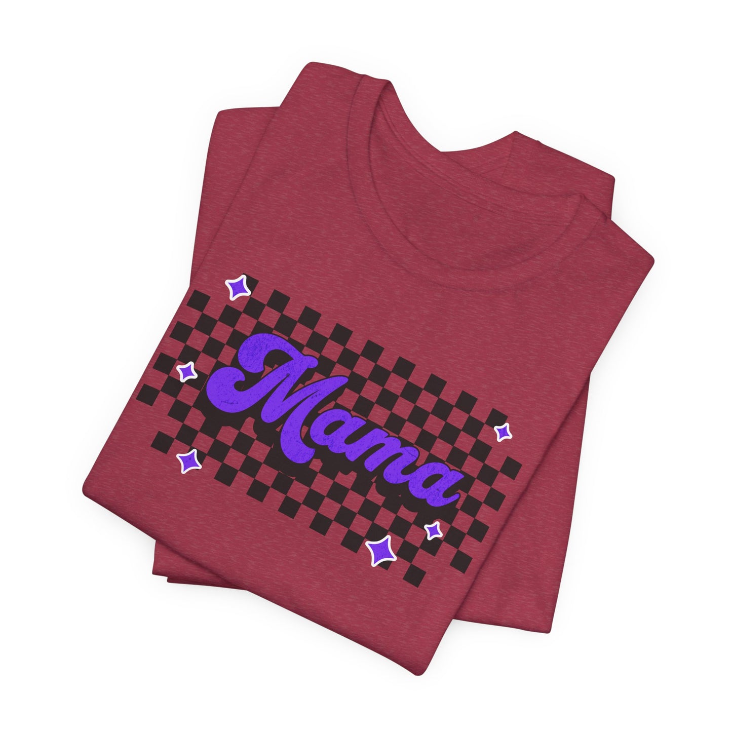 Purple Checkered Mama Short Sleeve Tee