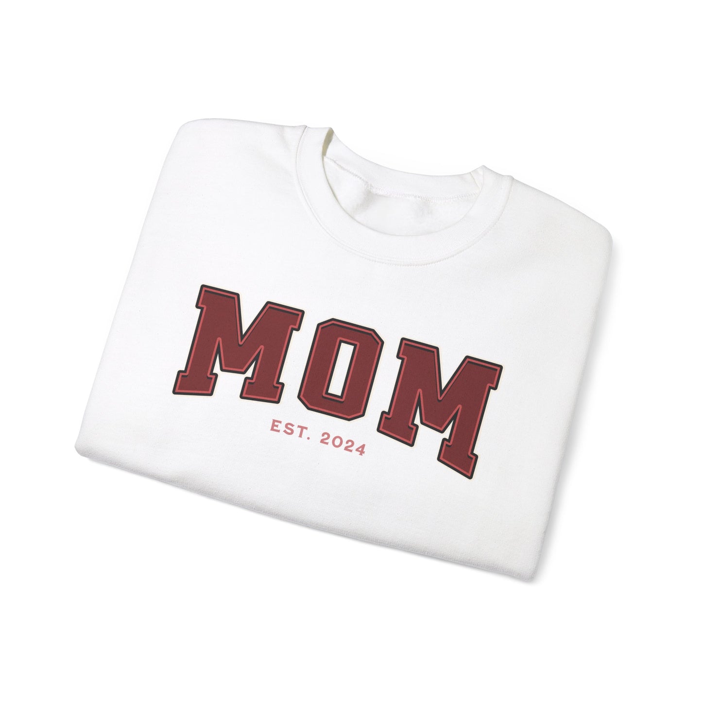 Mom Est 2024 Red College Letter Sweatshirt