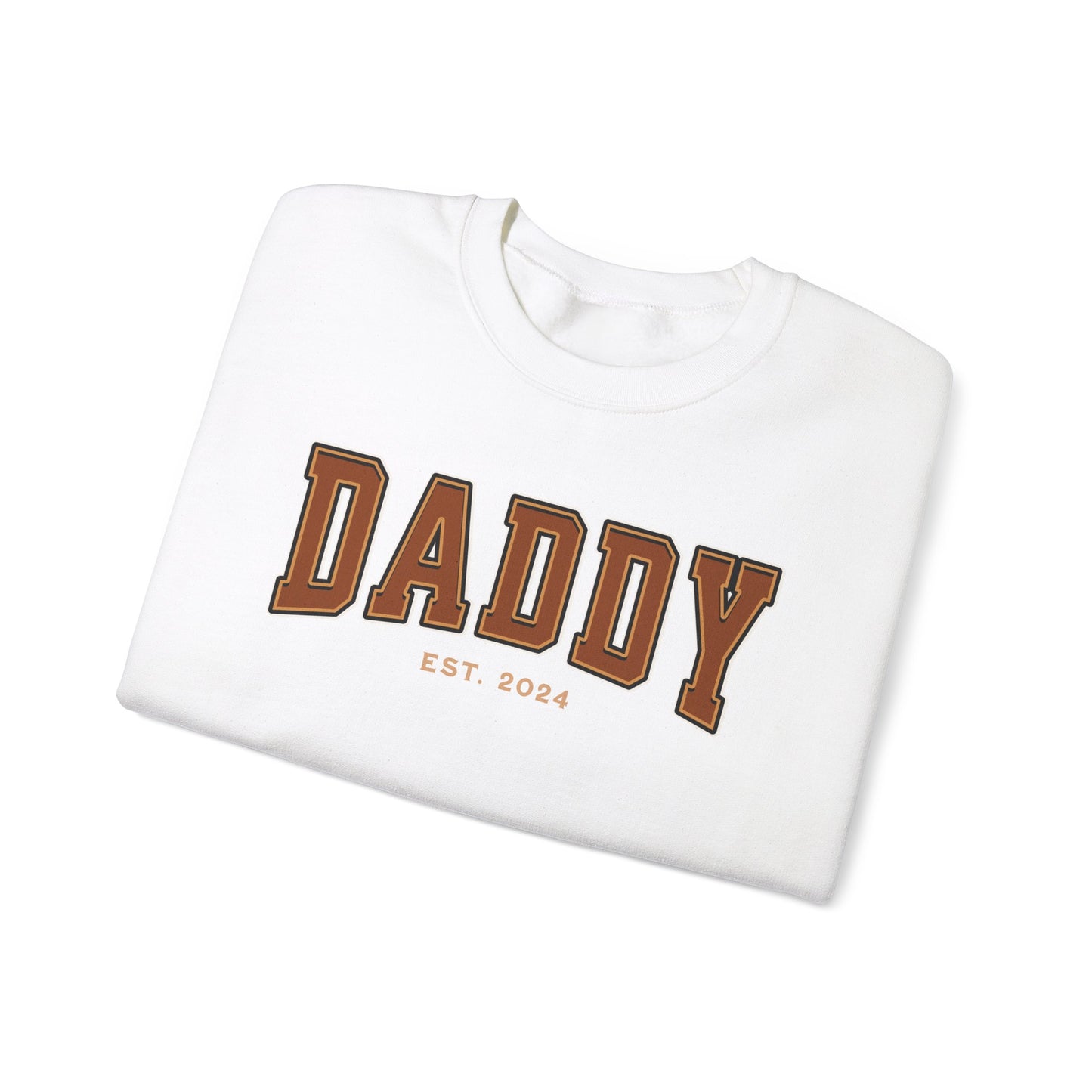Daddy Est 2024 Orange College Letter Sweatshirt