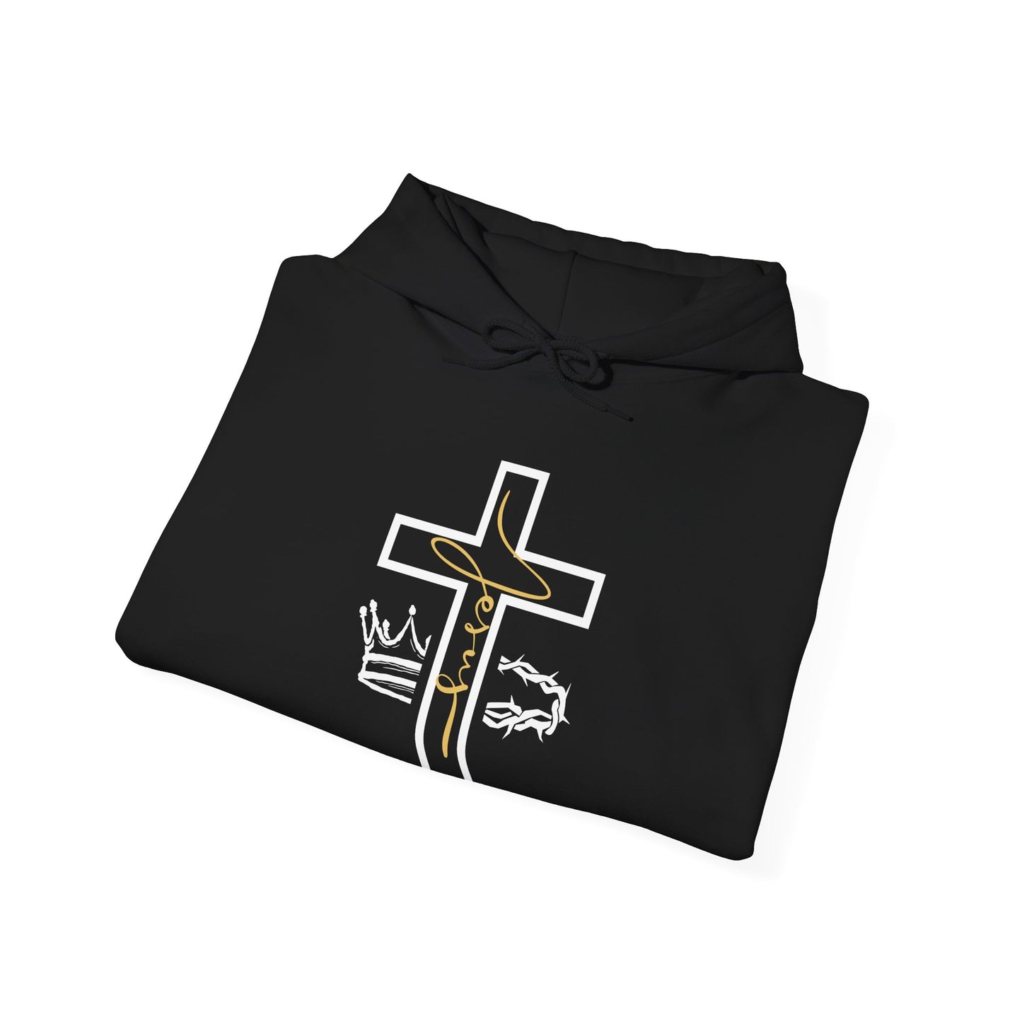 Jesus Cross & Crown Gold Outline Hoodie