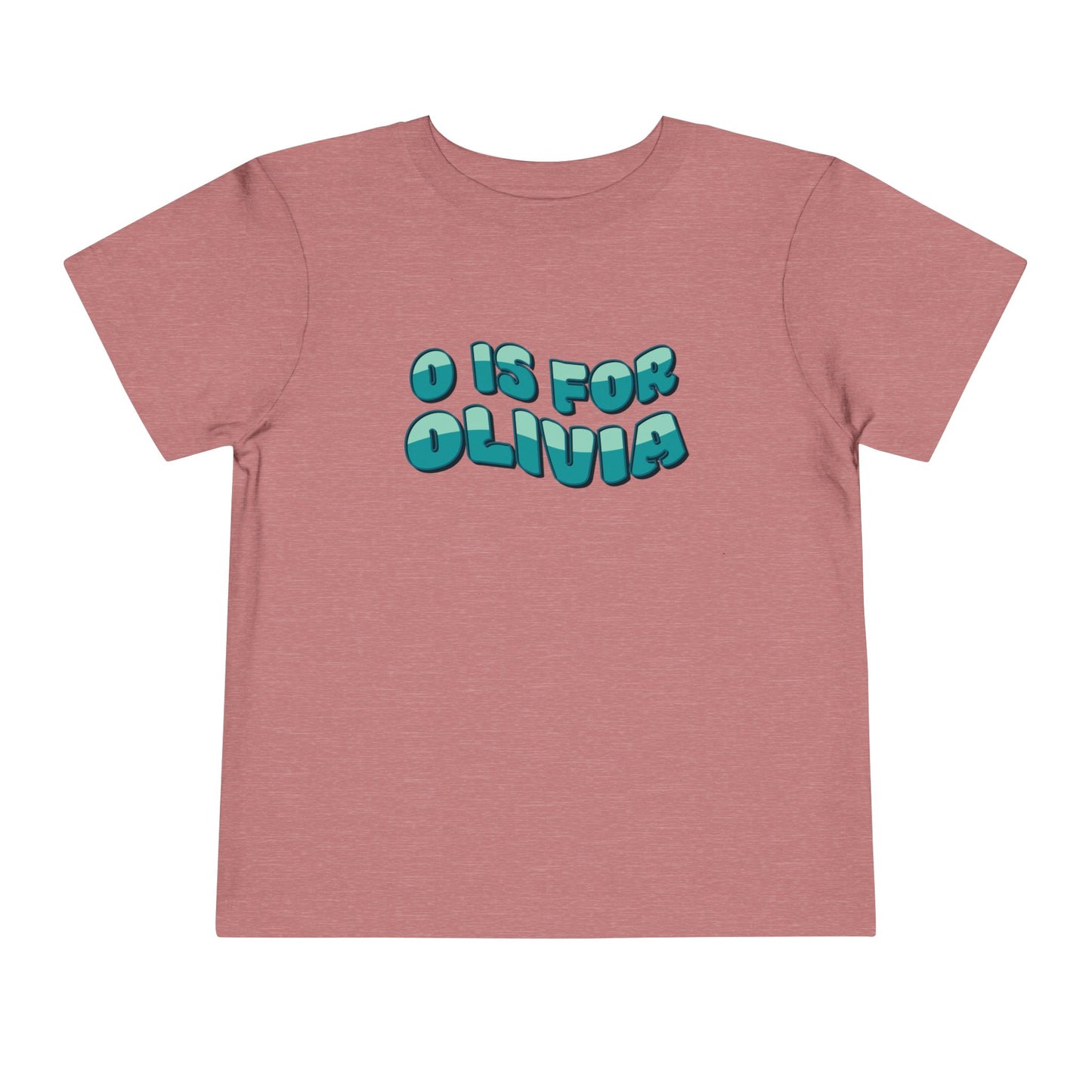 Custom Wavy Letter and Name Green Toddler Short Sleeve Tee