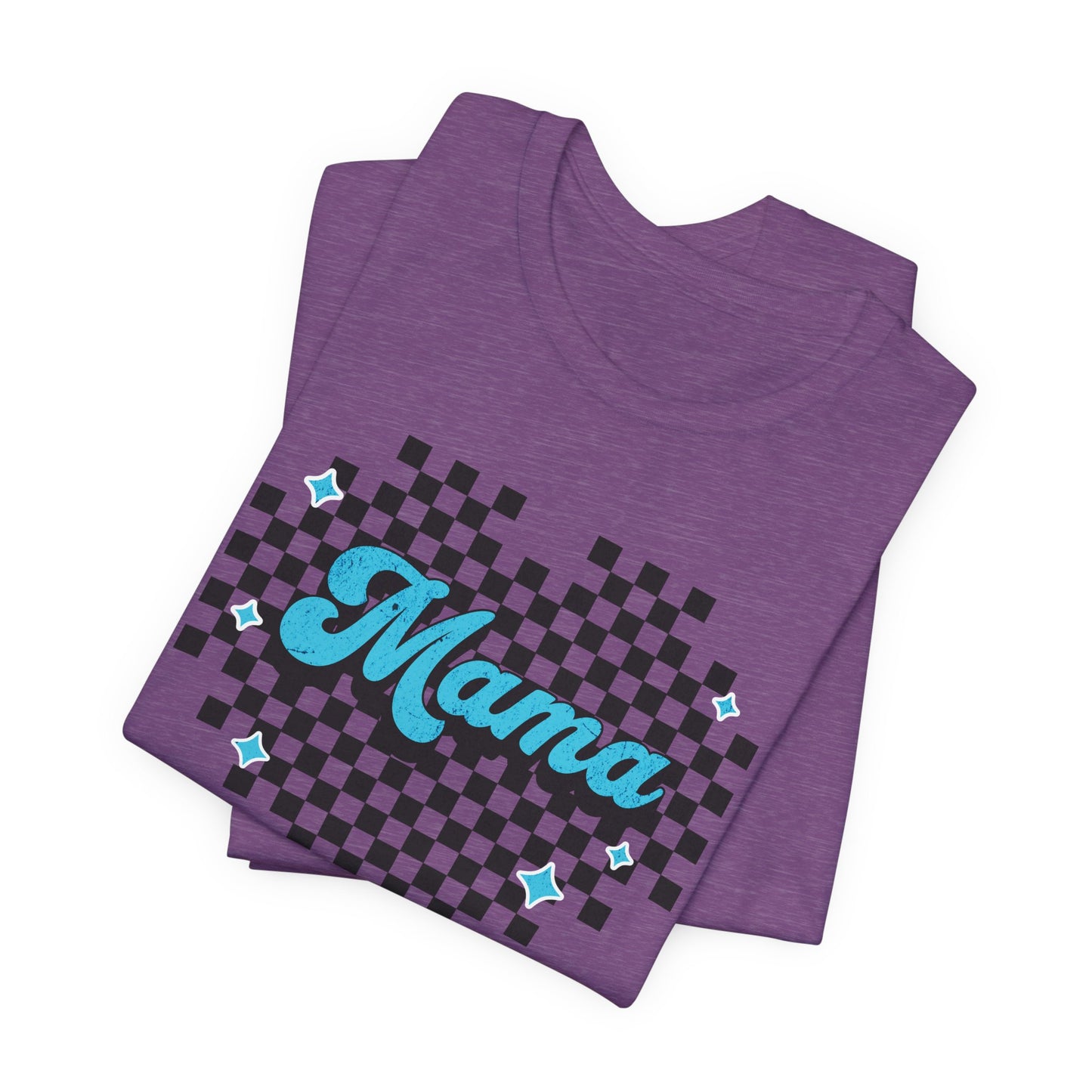 Blue Heart Checkered Mama Short Sleeve Tee