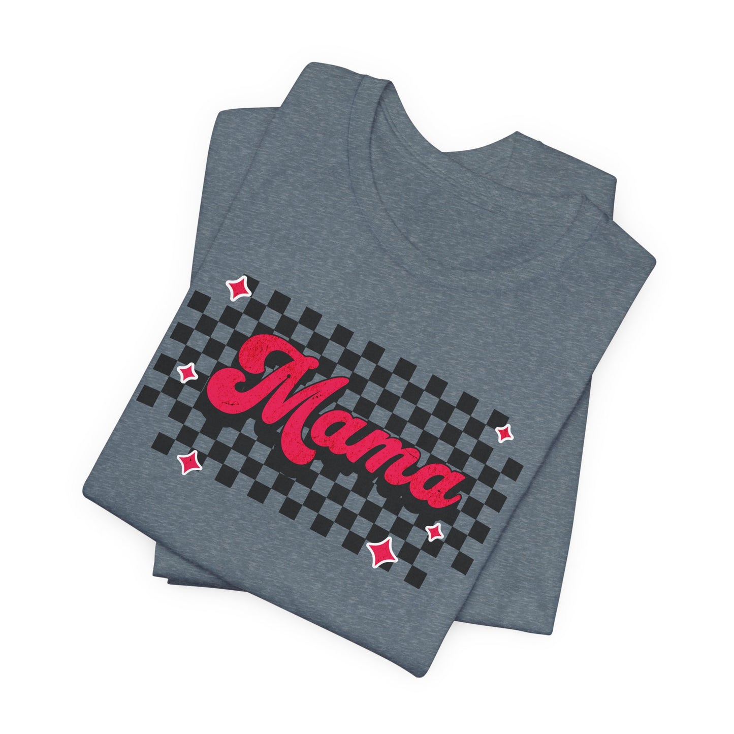 Pink Checkered Mama Short Sleeve Tee