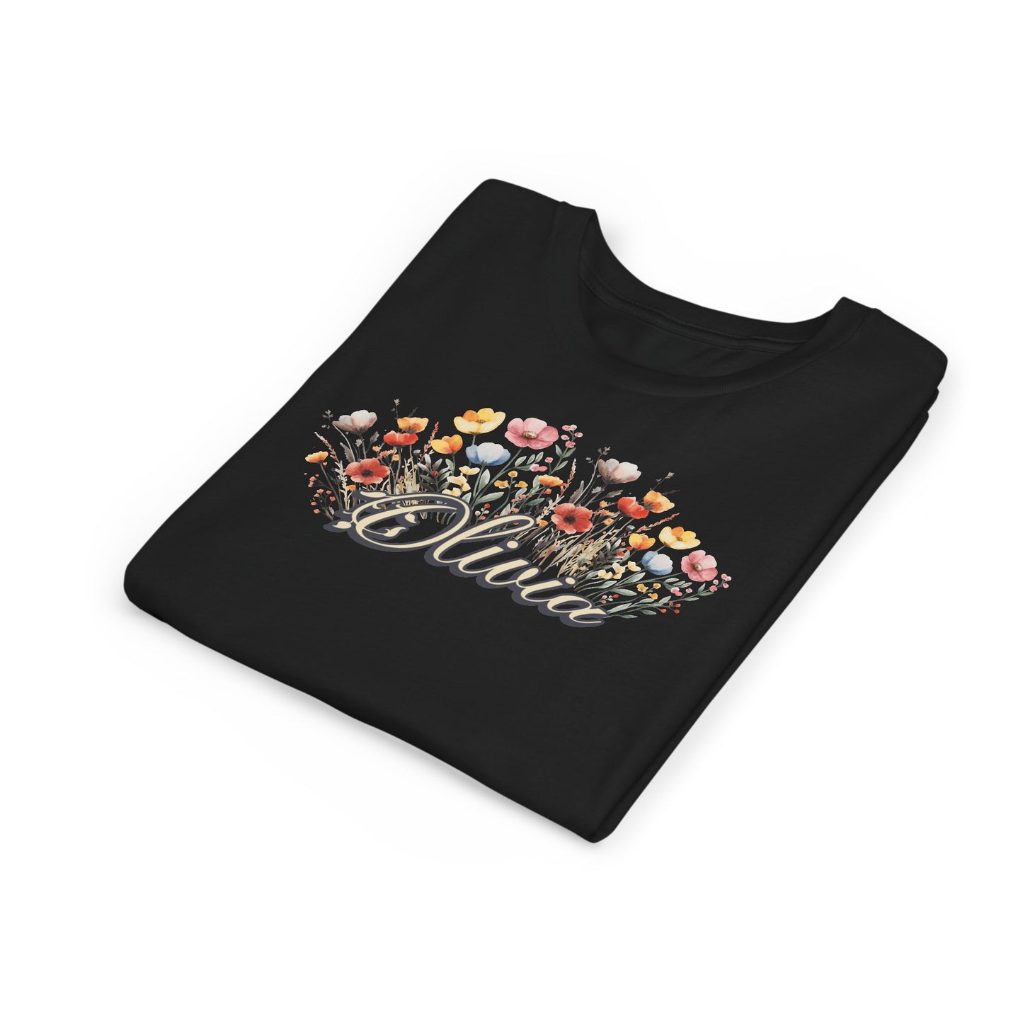 Custom Yellow Name Flower Youth Shirt
