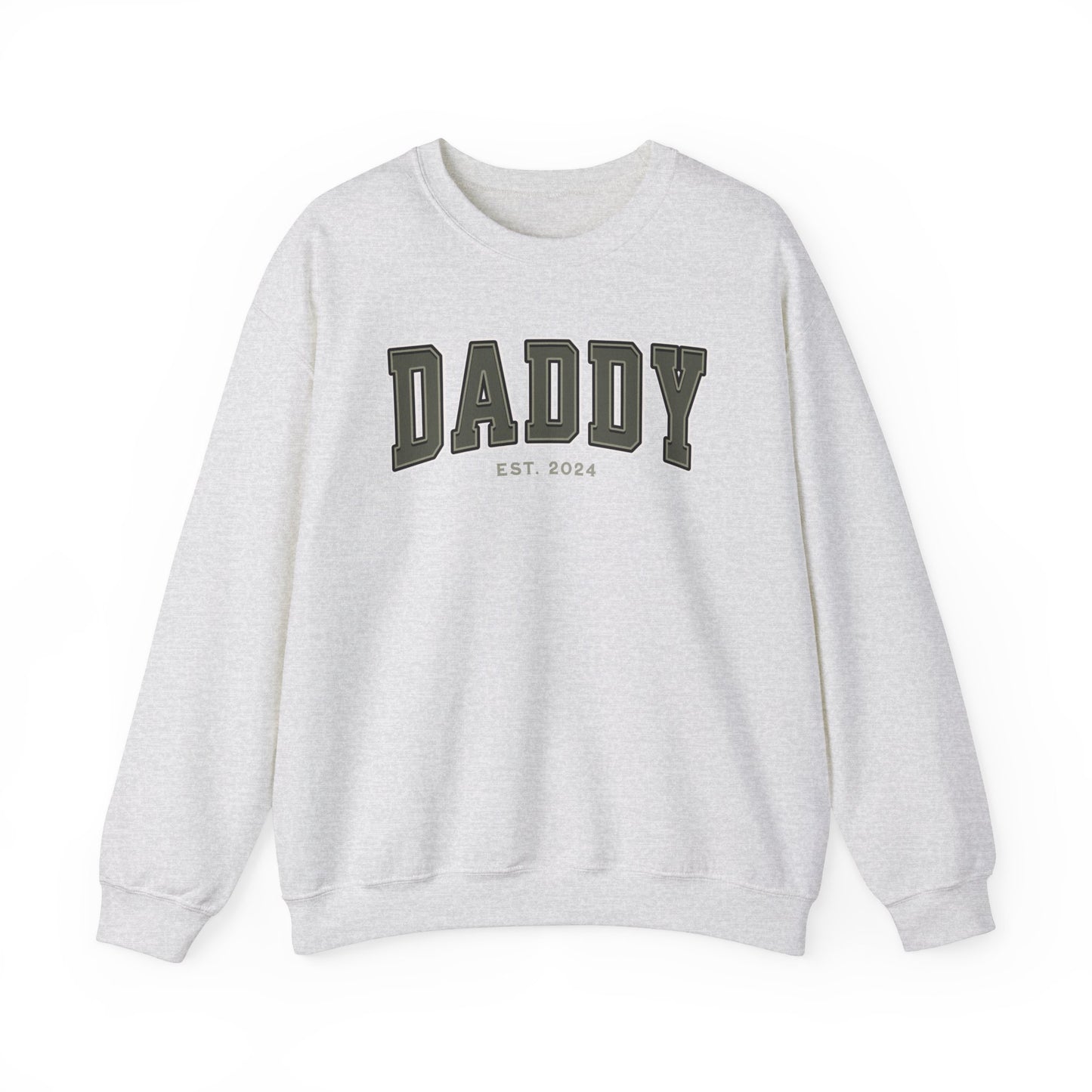 Daddy Est 2024 Army Green College Letter Sweatshirt