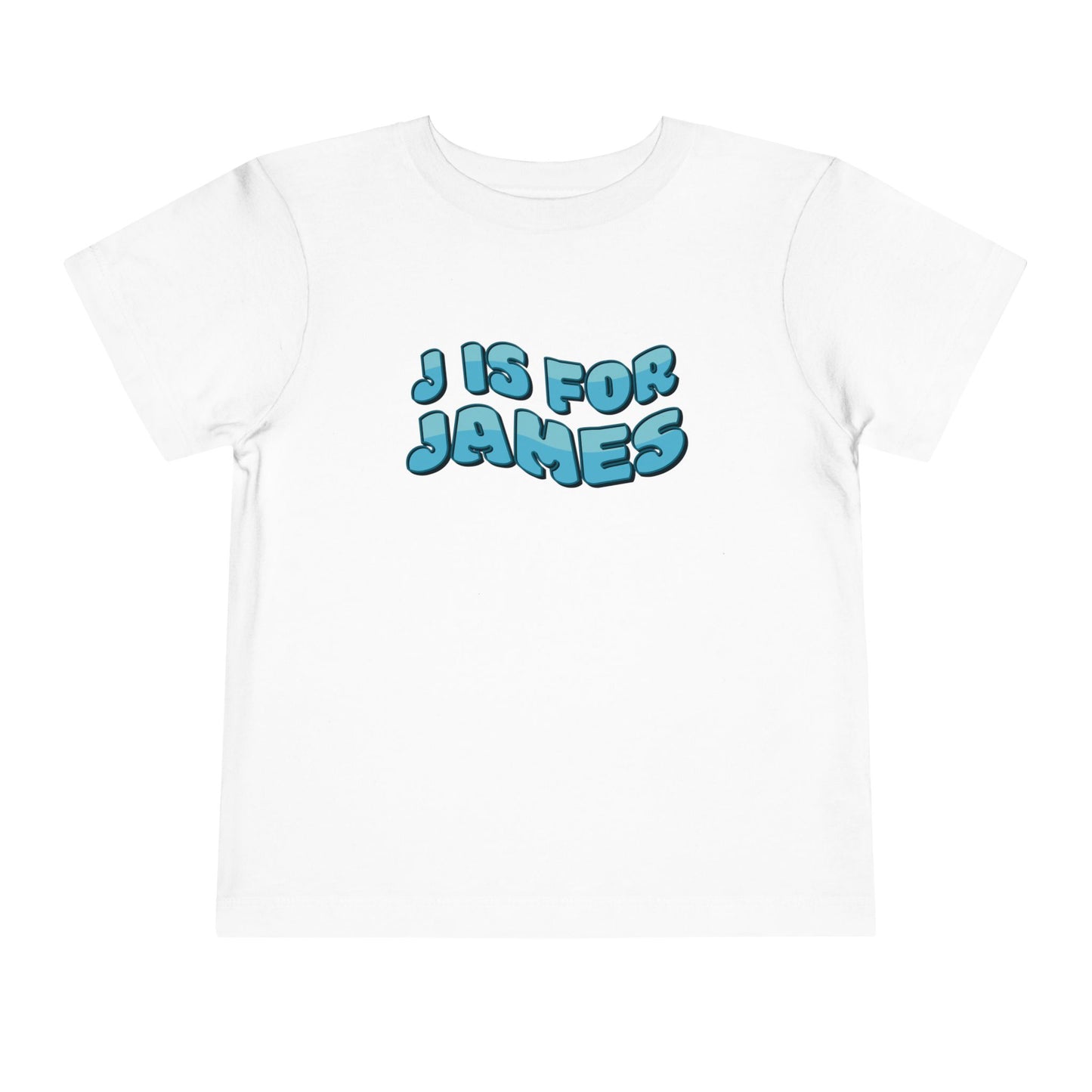 Custom Wavy Letter and Name Blue Toddler Short Sleeve Tee
